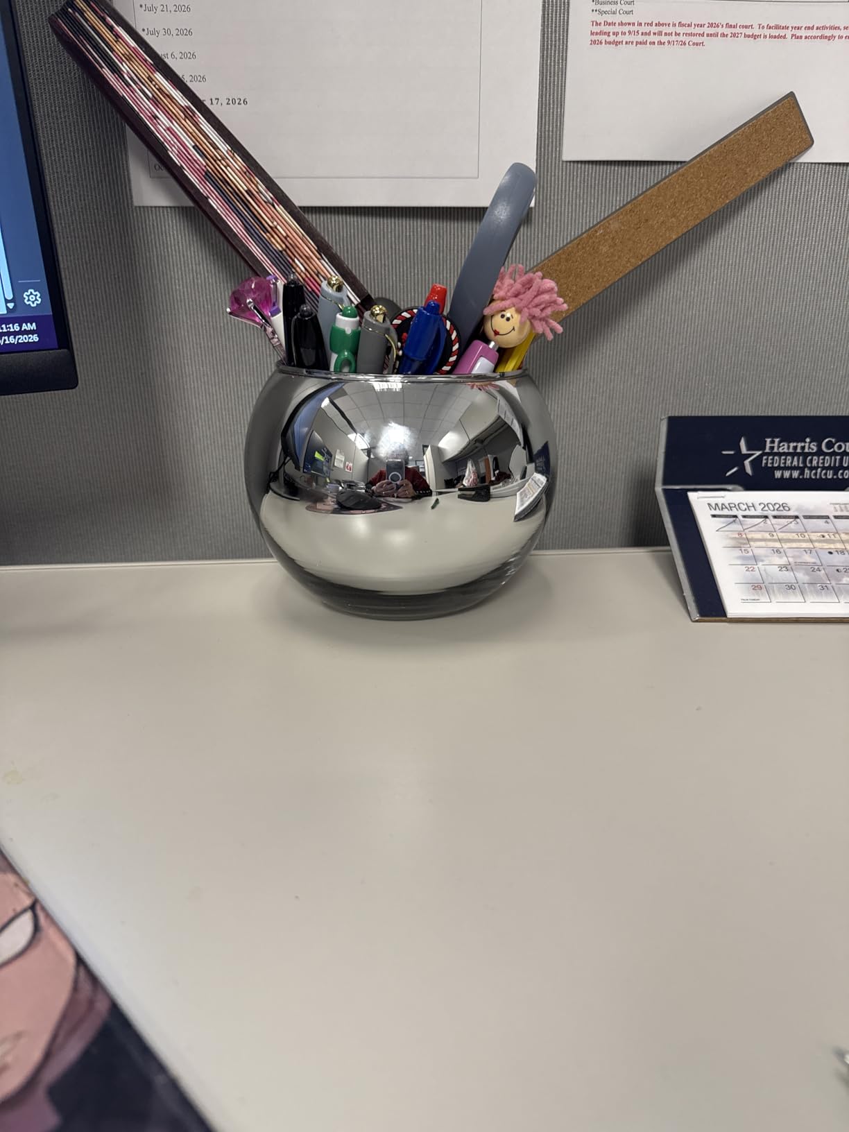 SNDEC Cubicle Accessories, 6'' Glass Candy Dish Desk Mirror, Home Office Aesthetic Table Vases Flower Pot customer photo 1