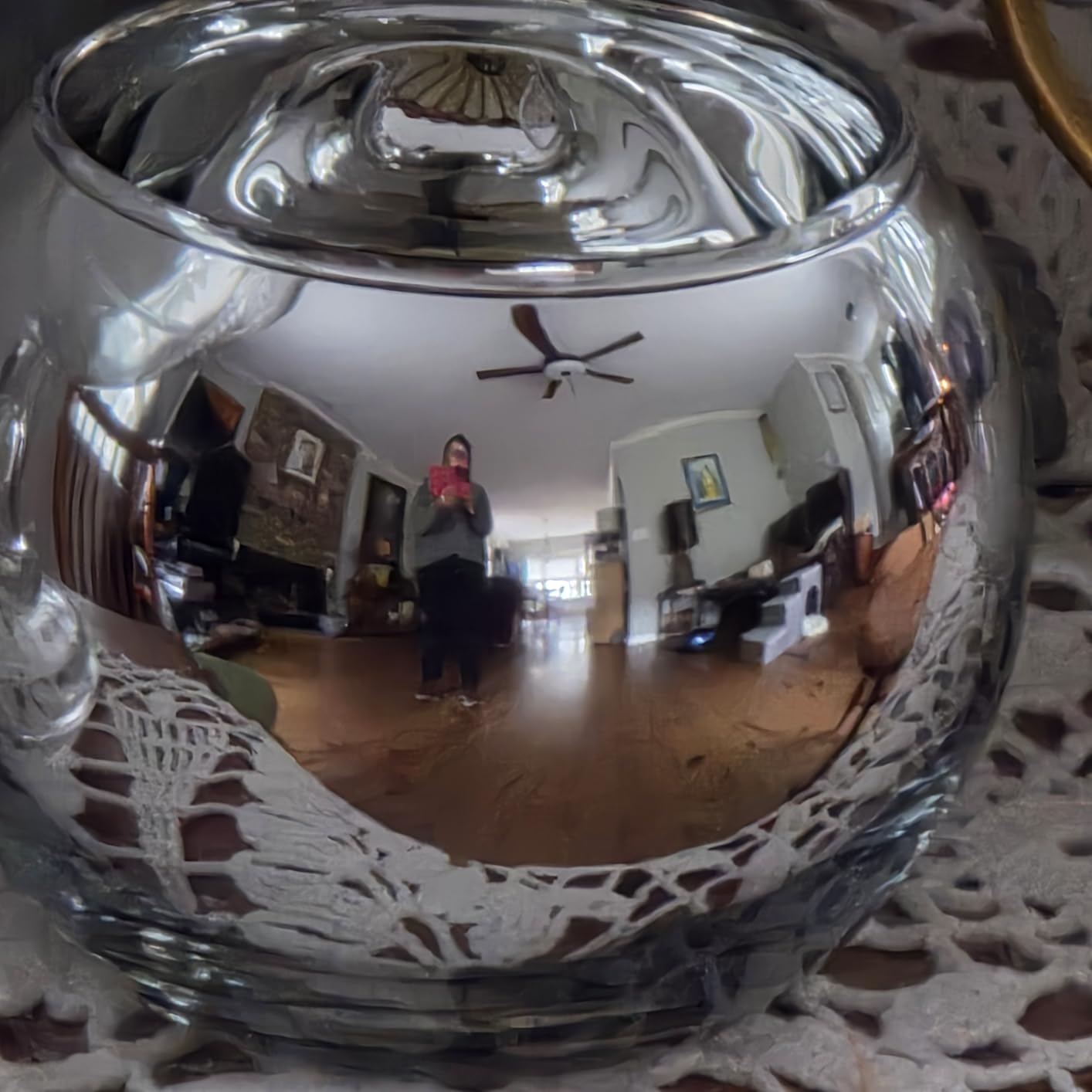 SNDEC Cubicle Accessories, 6'' Glass Candy Dish Desk Mirror, Home Office Aesthetic Table Vases Flower Pot customer photo 2