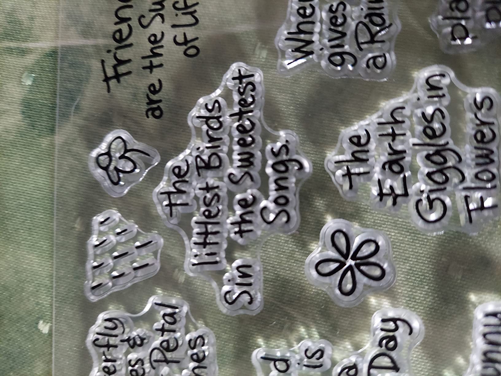 Spring Rain Flowers Greeting Words Clear Stamps with Sentiments, Blessing Words Pattern Rubber Silicone Transparent Seal Stamps for Card Making customer photo 1