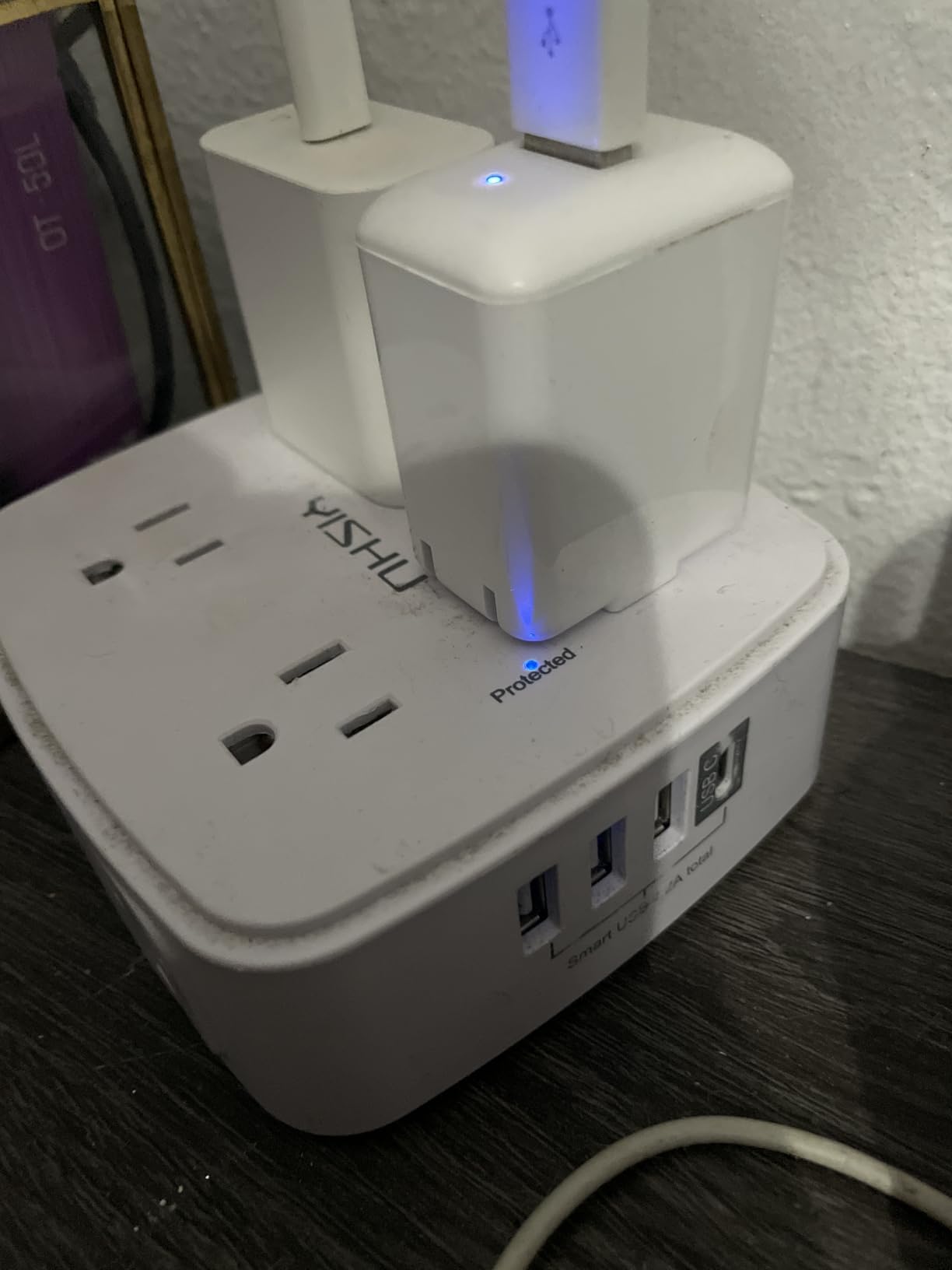 6 Ft Surge Protector Power Strip - 8 Widely Outlets with 4 USB Ports, 3 Side Outlet Extender with 6 Feet Extension Cord, Flat Plug, Wall Mount, Desk USB Charging Station, ETL,White customer photo 2