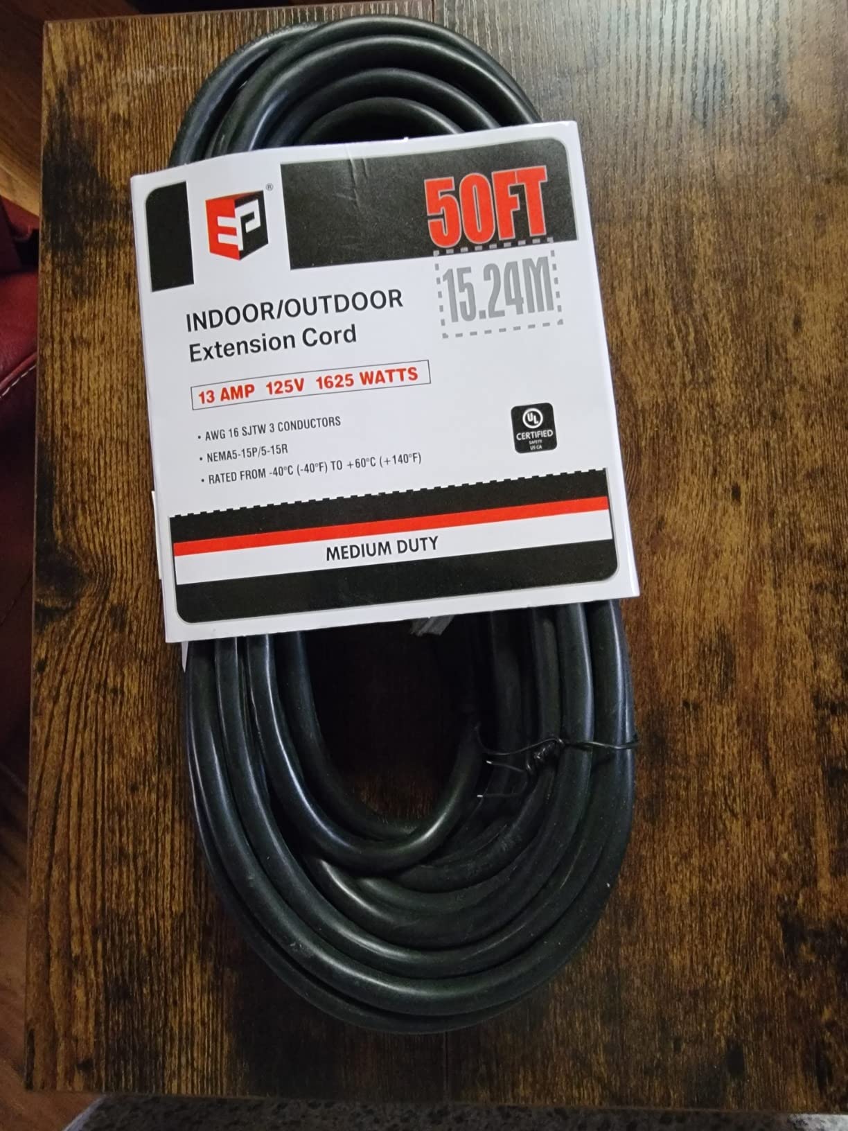 EP 25FT Black Outdoor Extension Cord, 16/3 SJTW Heavy Duty Waterproof, 3 Prong Grounded Plug, 13A 1625W 16AWG, Cold-Resistant Flexible Power Cable for Garden, Home, Christmas Lights customer photo 2