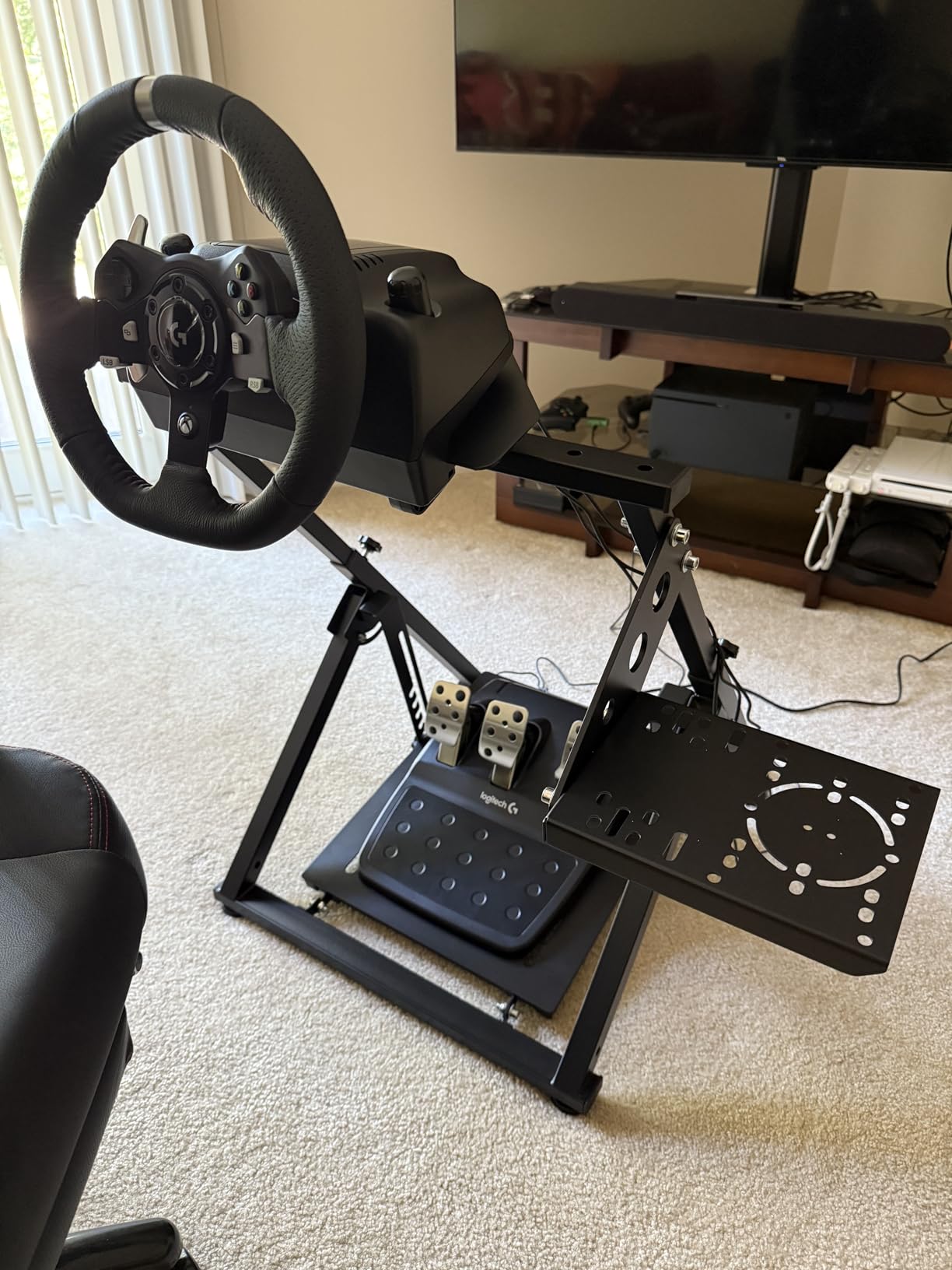 Dardoo X Frame Racing Wheel Stand Foldable Fit for Logitech G25 G27 G29 G920, for Thrustmaster T300RS GT Adjustable Racing Simulator Steering, NOT Included Wheel Pedal Handbrake and Shifter customer photo 2