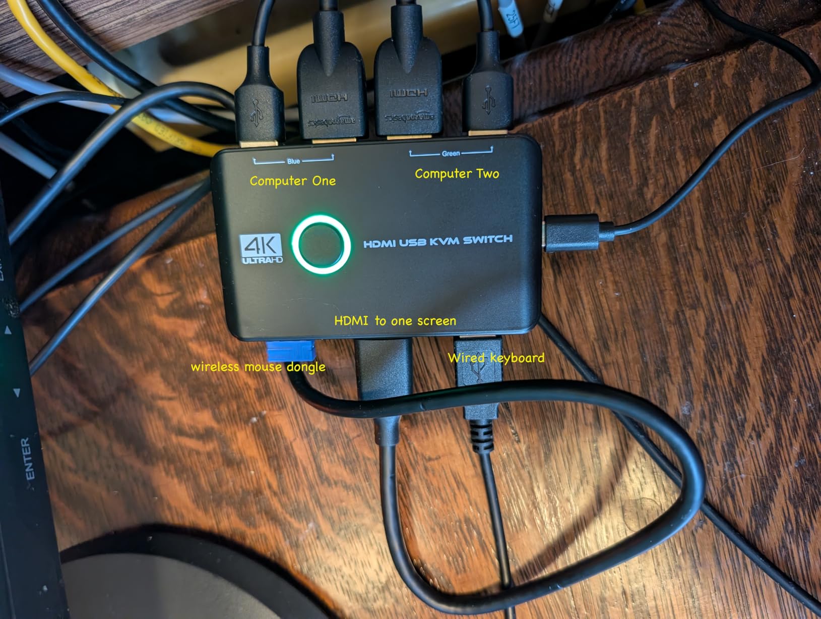 4K KVM Switch HDMI 2 Port Box, USB HDMI KVM Switches for 2 Computers Share Keyboard Mouse Printer and one HD Monitor, Support UHD 4K@60Hz, with 2 USB Cables and 2 HDMI Cables customer photo 2