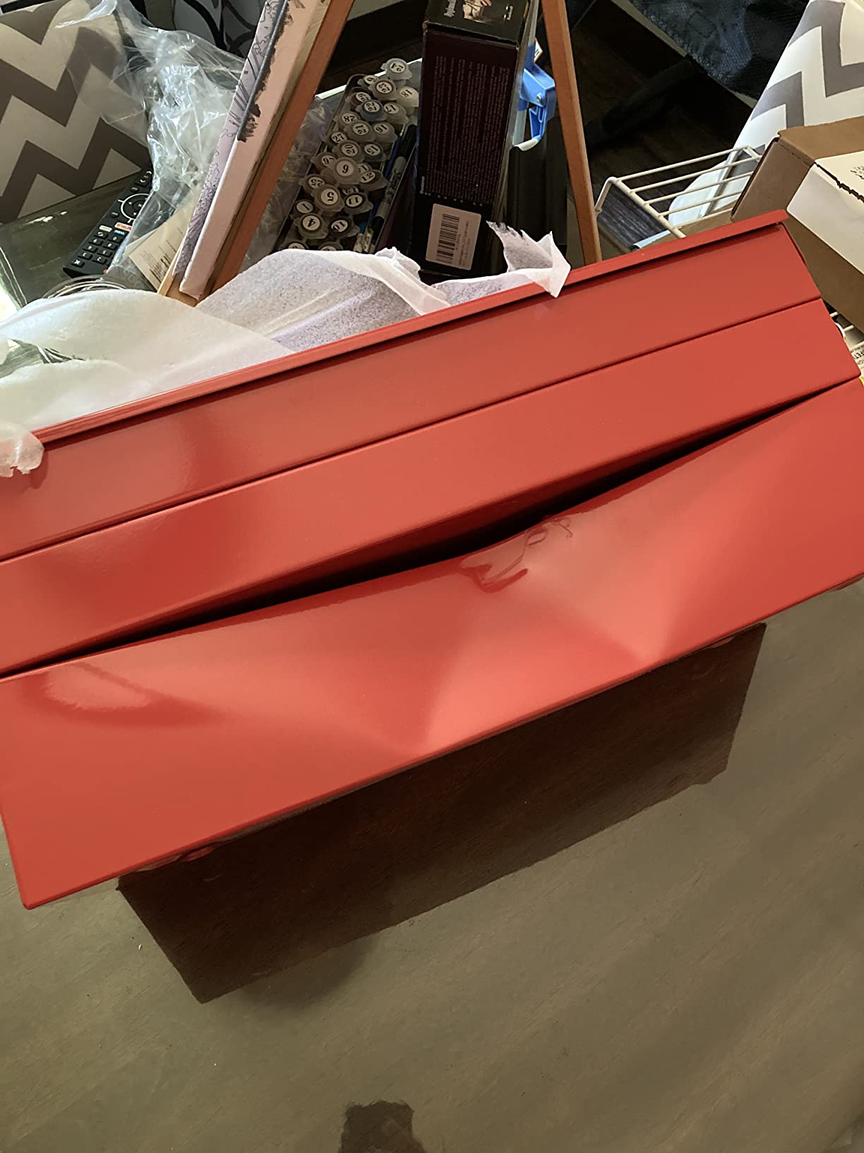 WORKPRO Metal Tool Box, 18-inch Cantilever Folding Red Storage Box, 3-Layer 5-Tray Multi-Function Tool Organizer, Red customer photo 2