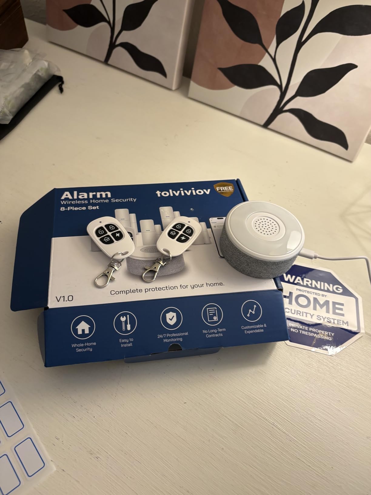 WiFi Door Alarm System, Wireless DIY Smart Home Security System, with Phone APP Alert, 8 Pieces-Kit (Alarm Siren, Door Window Sensor, Remote), Compatible with Alexa, for House, Apartment by tolviviov customer photo 1