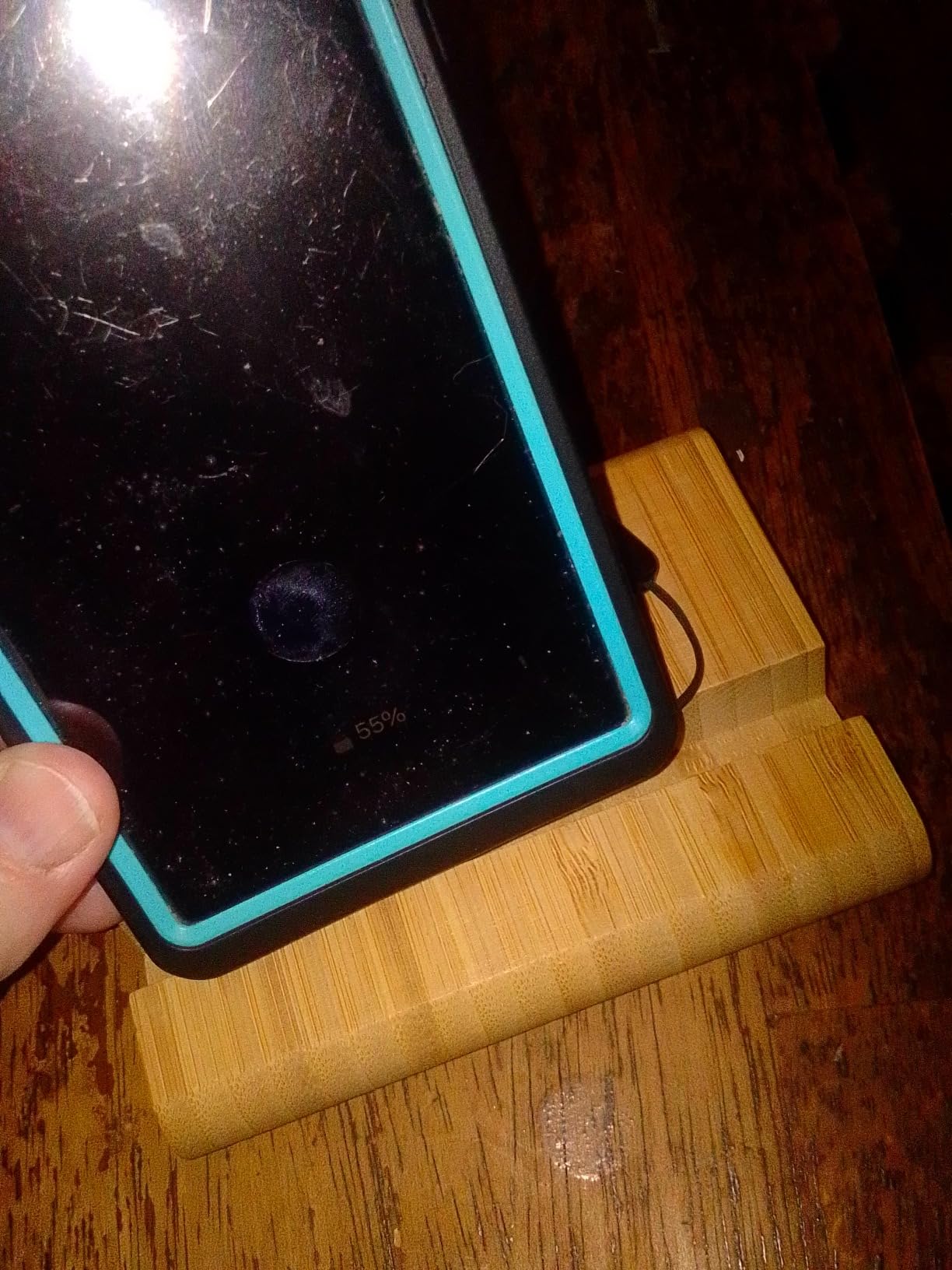 Bamboo Cell Phone Stand Wooden Tablet Stand for Desktop, Wood Cell Phone Holder Desk Tablet Holder Mobile Stand (Large Size) customer photo 1