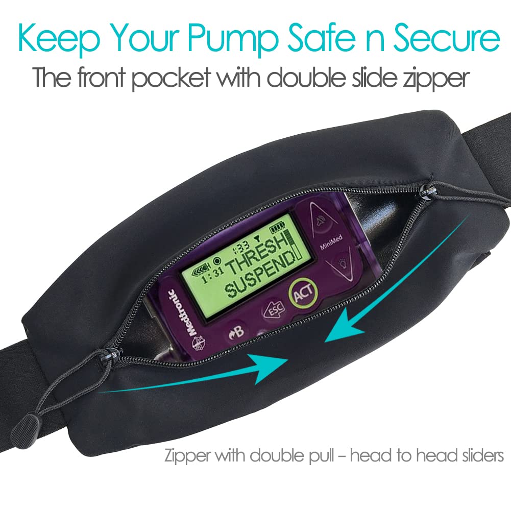 Insulin Pump Belt with Double Slide Zipper Pouch Medical Holder for Diabetic T1D Adjustable Waist Band customer photo 2