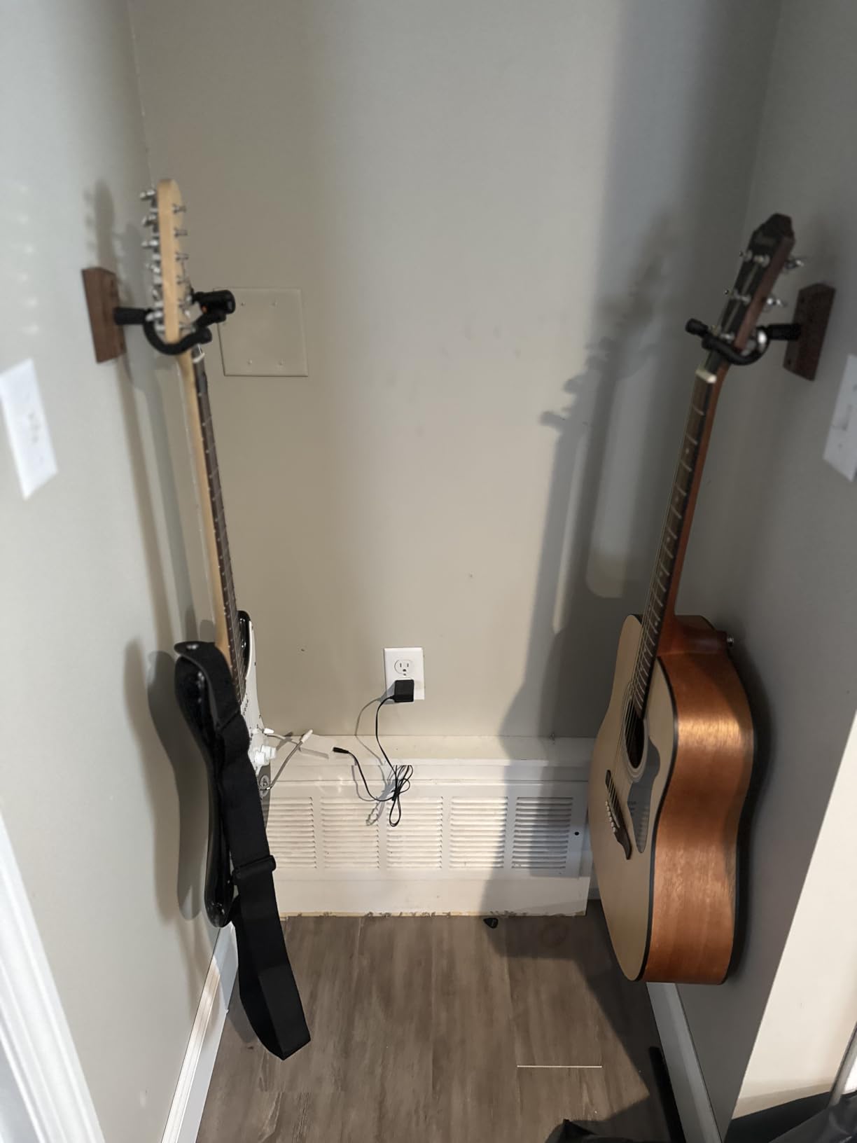 Guitar Wall Mount 2 Pack, Black Walnut Wood Guitar Hanger, U-Shaped Guitar Wall Hanger Mount, Guitar Holder Hook Stand Wall for Acoustic, Electric Guitar, Banjo, Bass, for Guitar Player Men Boy customer photo 1