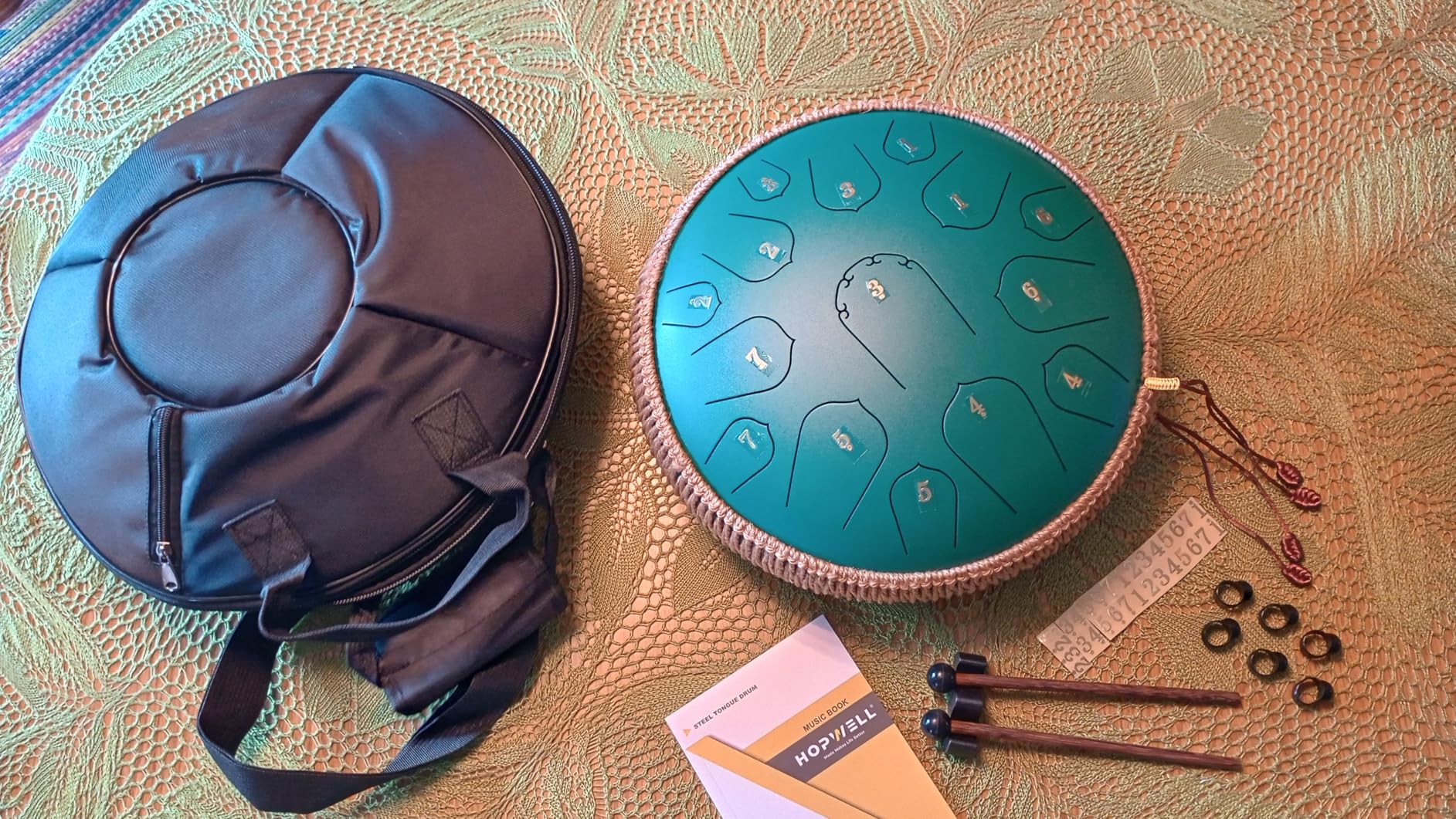 Steel Tongue Drum - 14 Inch 15 Note Tongue Drum - Hand Pan Drum with Music Book, Handpan Drums Mallets and Carry Bag, D Major (Navy Blue) customer photo 2