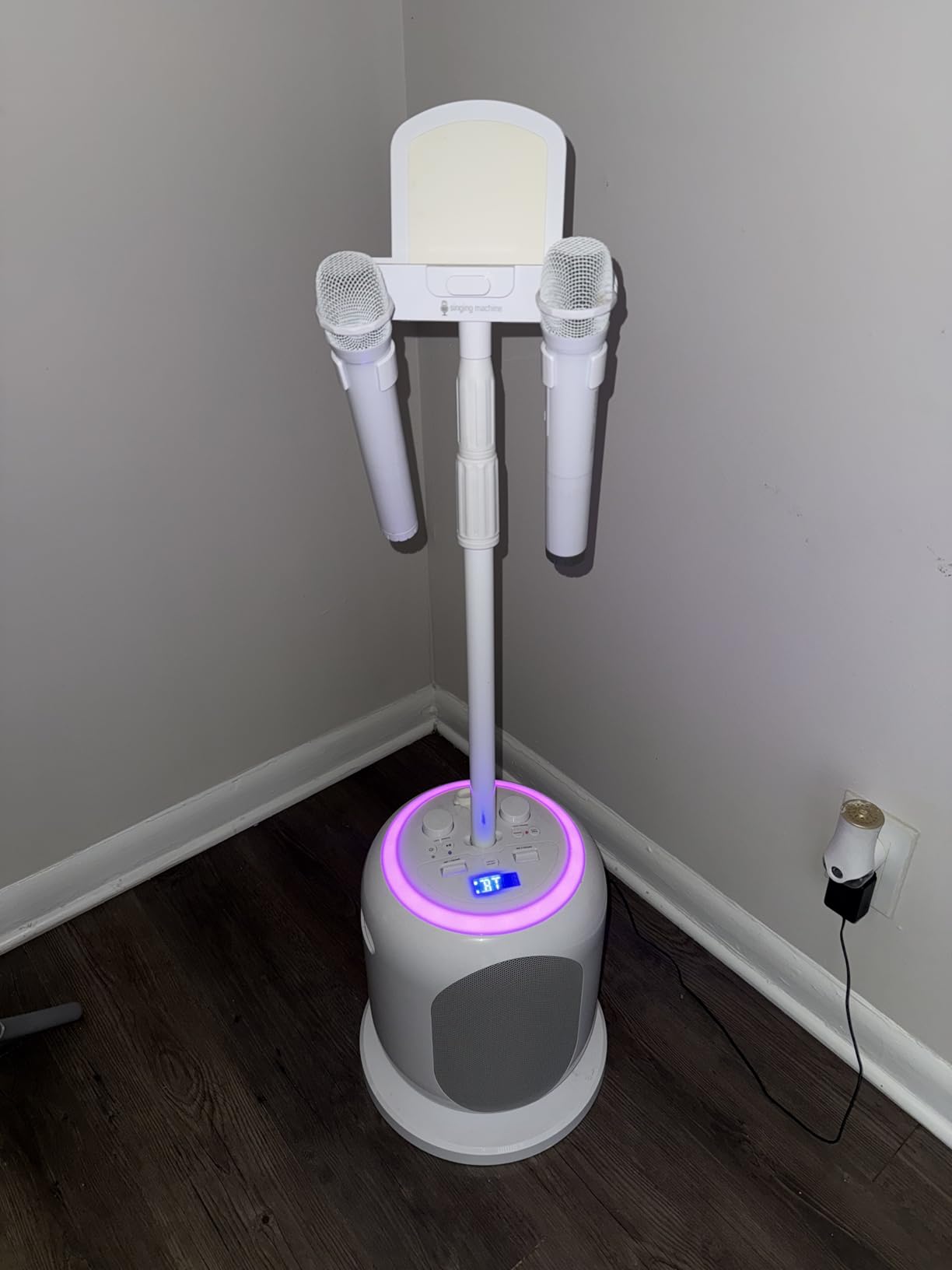 Singing Machine Portable Karaoke Machine for Adults & Kids with 2 Wireless Microphones, Home Stage (White) - Built-in Karaoke Speaker, Bluetooth with LED Lights - Karaoke System with Voice Enhancer customer photo 1