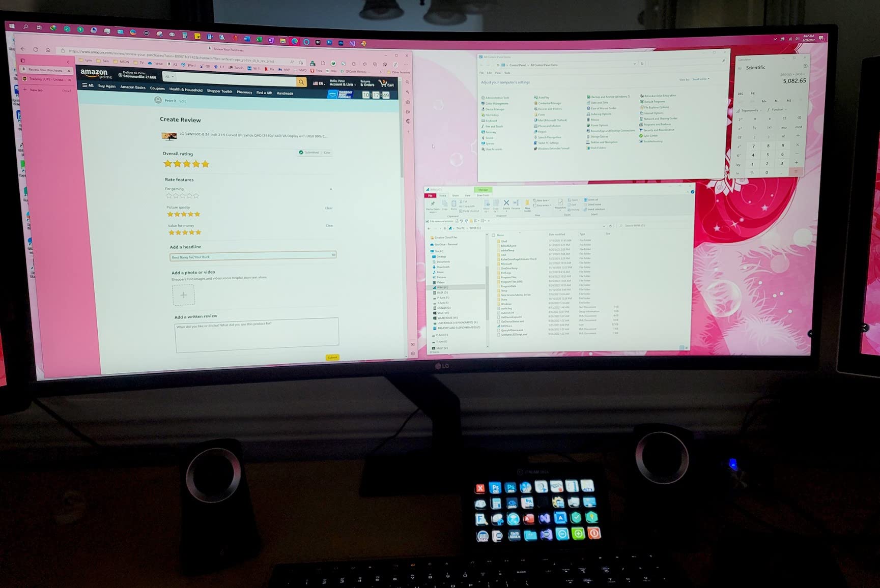 LG 34WP60C-B 34-Inch 21:9 Curved UltraWide QHD (3440x1440) Gaming Computer Monitor with 160Hz sRGB 99% Color Gamut and HDR 10, AMD FreeSync Premium and 3-Side Virtually Borderless Screen Tilt,Black customer photo 1