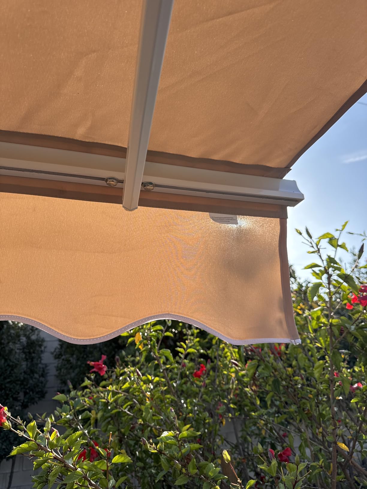 Yaheetech 10 × 8 Ft Patio Awning, Retractable Sun Shade Awning with Manual Crank Handle, Manual Aluminum Deck Awning for Patio/Balcony/Yard, 280g/m² Polyester, Beige customer photo 1