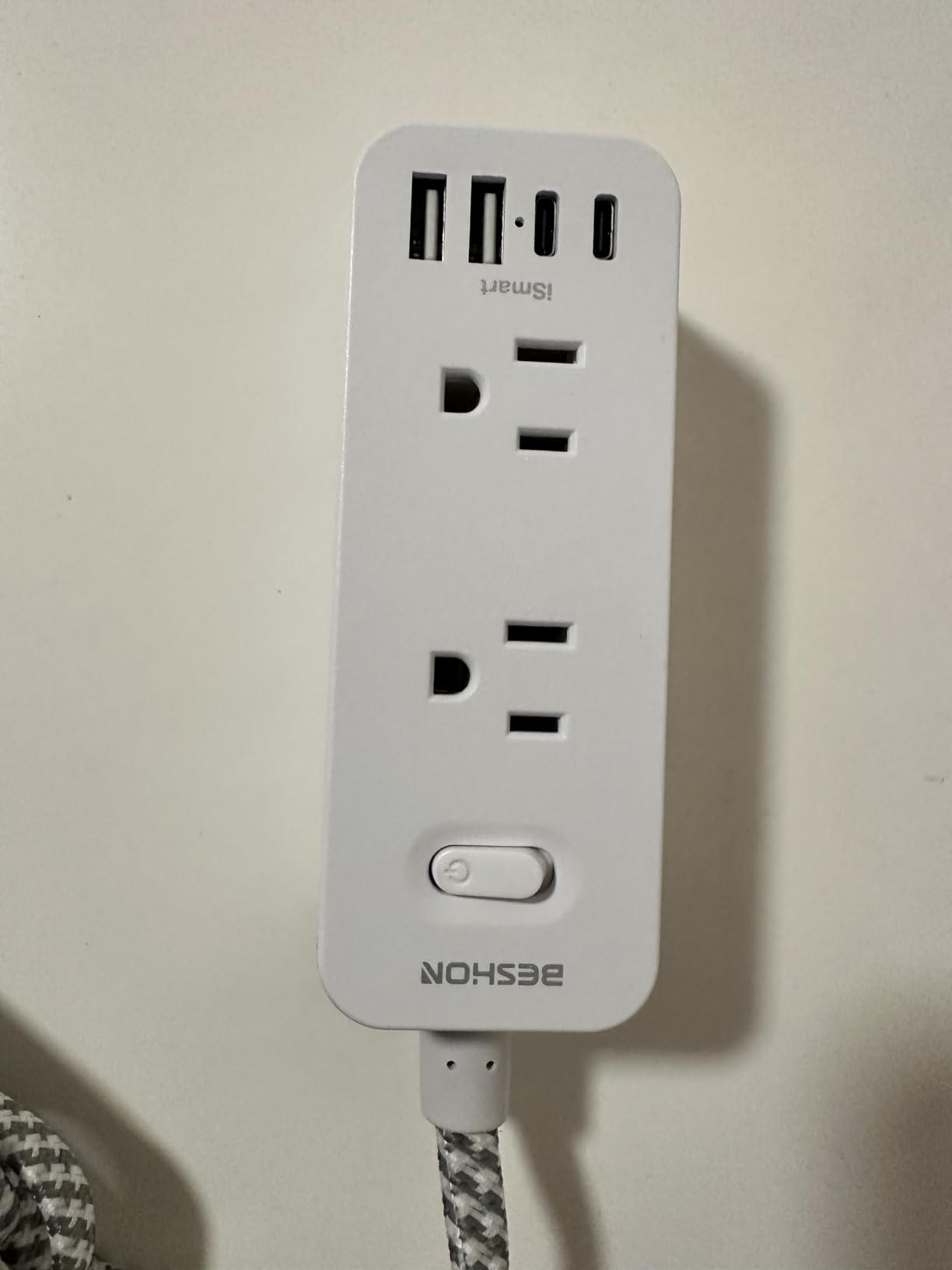 Power Strip Surge Protector, BESHON 5Ft Extension Cord, 6 Outlets with 4 USB Ports (2 USB C Outlet), 3-Side Outlet Extender, Wall Mount, Compact for Travel, Home, College Dorm Room and Office customer photo 2