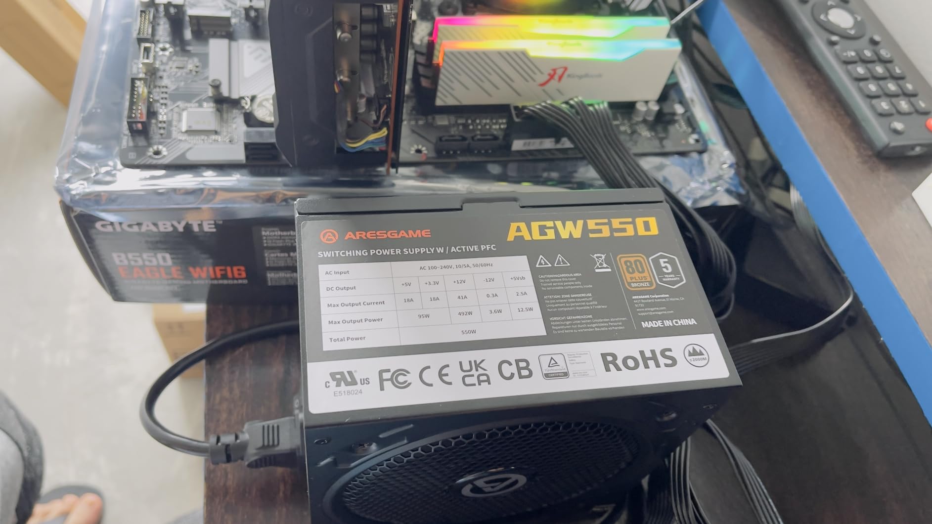 Power Supply 550W 80+ Bronze Certified PSU (ARESGAME, AGW550) customer photo 2