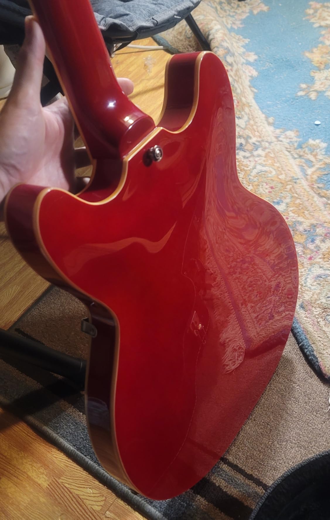 Grote Full Scale Electric Guitar Semi-Hollow Body Guitar with Stainless Steel Frets, Natural customer photo 2