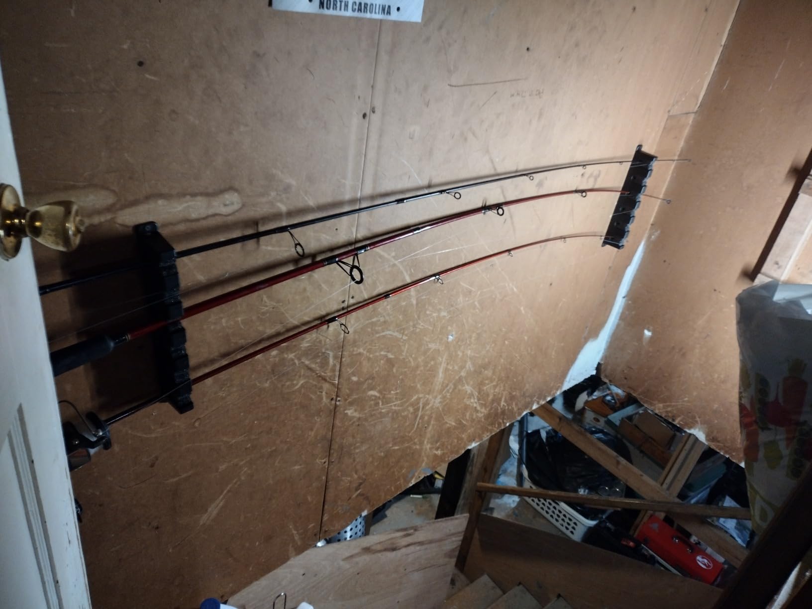 Horizontal Fishing Rod Rack Holders Wall-mounted Fish Pole Holder for Garage & Boat 6-Rod Storage Racks -1 Pair Rod Holder Rod Holder (1 Pair Horizontal Red) customer photo 2