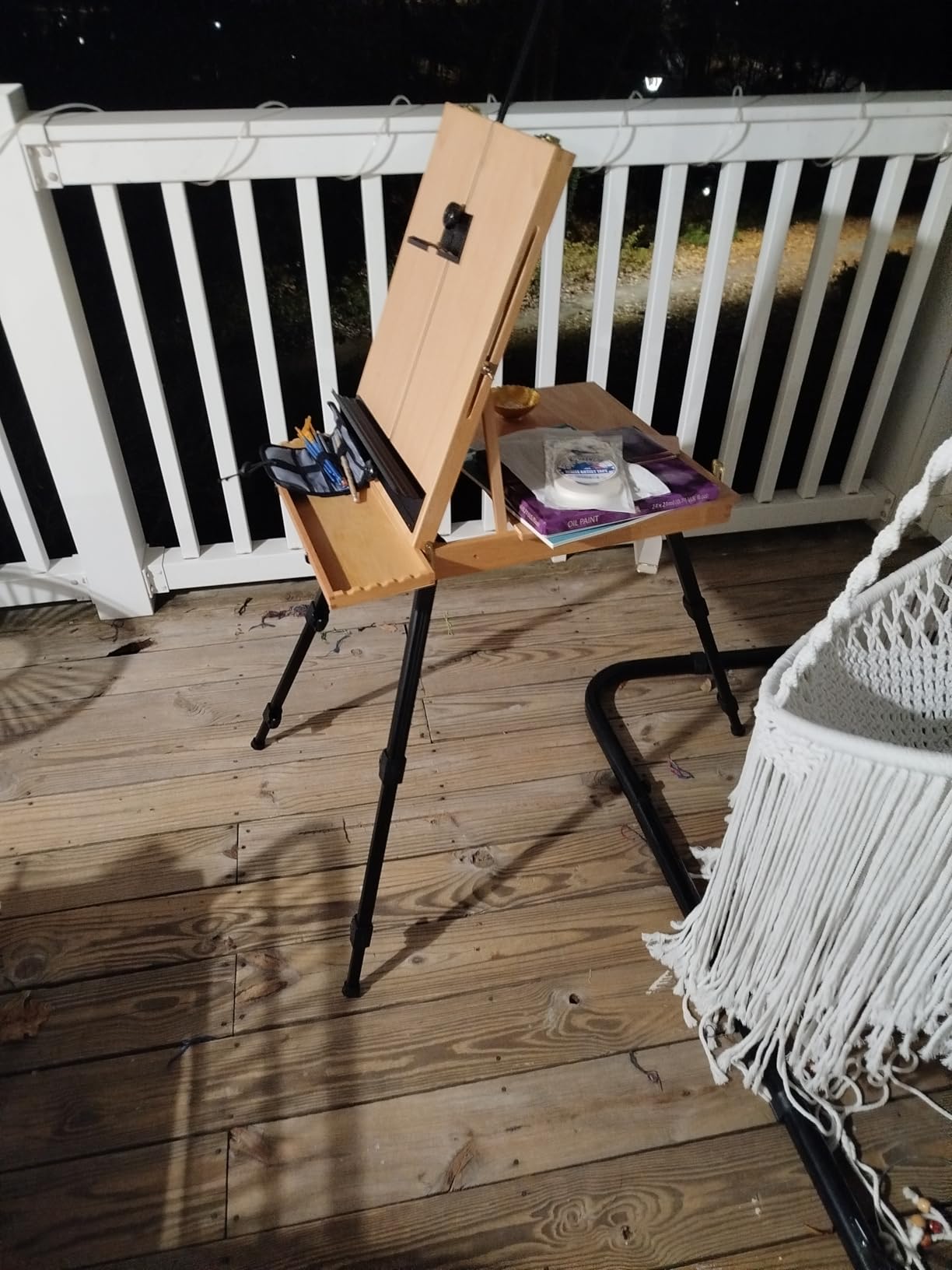 Falling in Art Large French Style Easel - Portable Field and Studio Sketchbox, Plein Air Adjustable Tripod Easel with Detachable Drawer for Display, Painting, Sketching customer photo 1