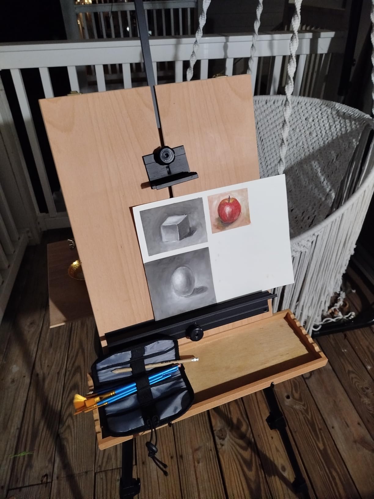 Falling in Art Large French Style Easel - Portable Field and Studio Sketchbox, Plein Air Adjustable Tripod Easel with Detachable Drawer for Display, Painting, Sketching customer photo 2