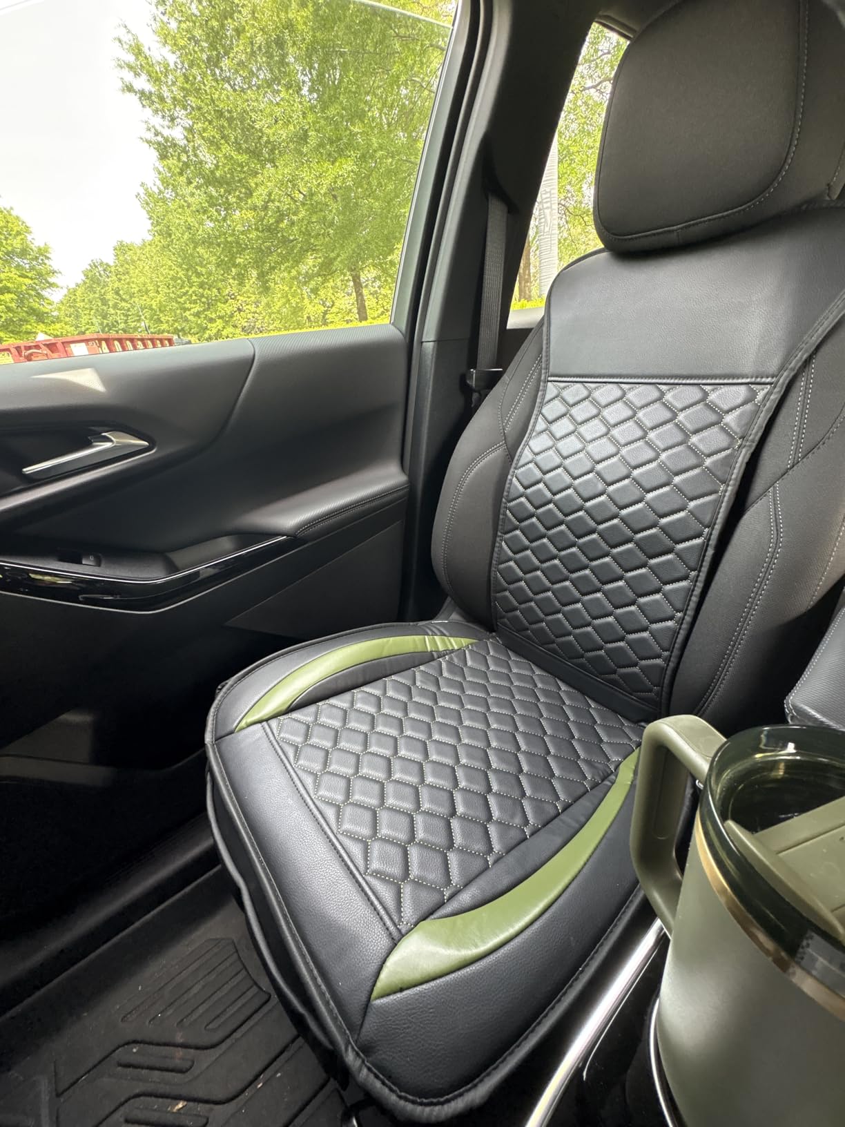 Elantrip 2PCs Front Car Seat Covers Leather Water Proof Seat Protector Universal fit for Most Cars SUVs and Trucks Black customer photo 1