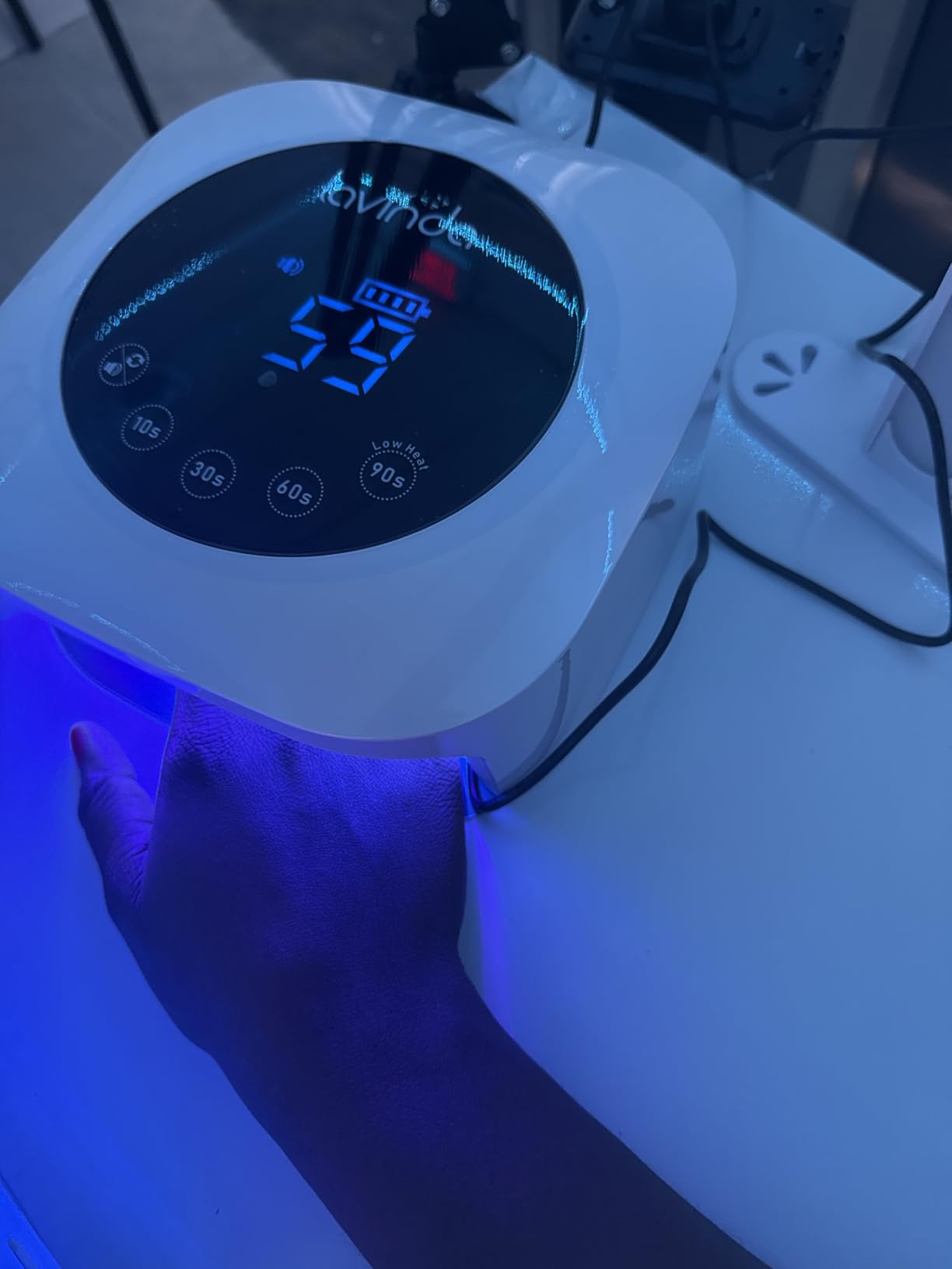 Lavinda UV LED Nail Lamp, Cordless Nail Lamp 54W Rechargeable Nail Dryer Gel Polish Light with Large LCD Display, Professional Gel Curing Lamp with 4 Timer Setting Auto Sensor for Salon and Home customer photo 2