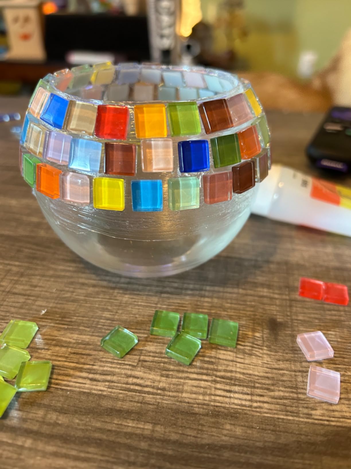 Glass Mosaic Candle Holder Kit - DIY Mosaic Kits for Adults & Crafts for Girls 8-12 - Arts and Crafts Tealight Candle Holder for Home Decor customer photo 2