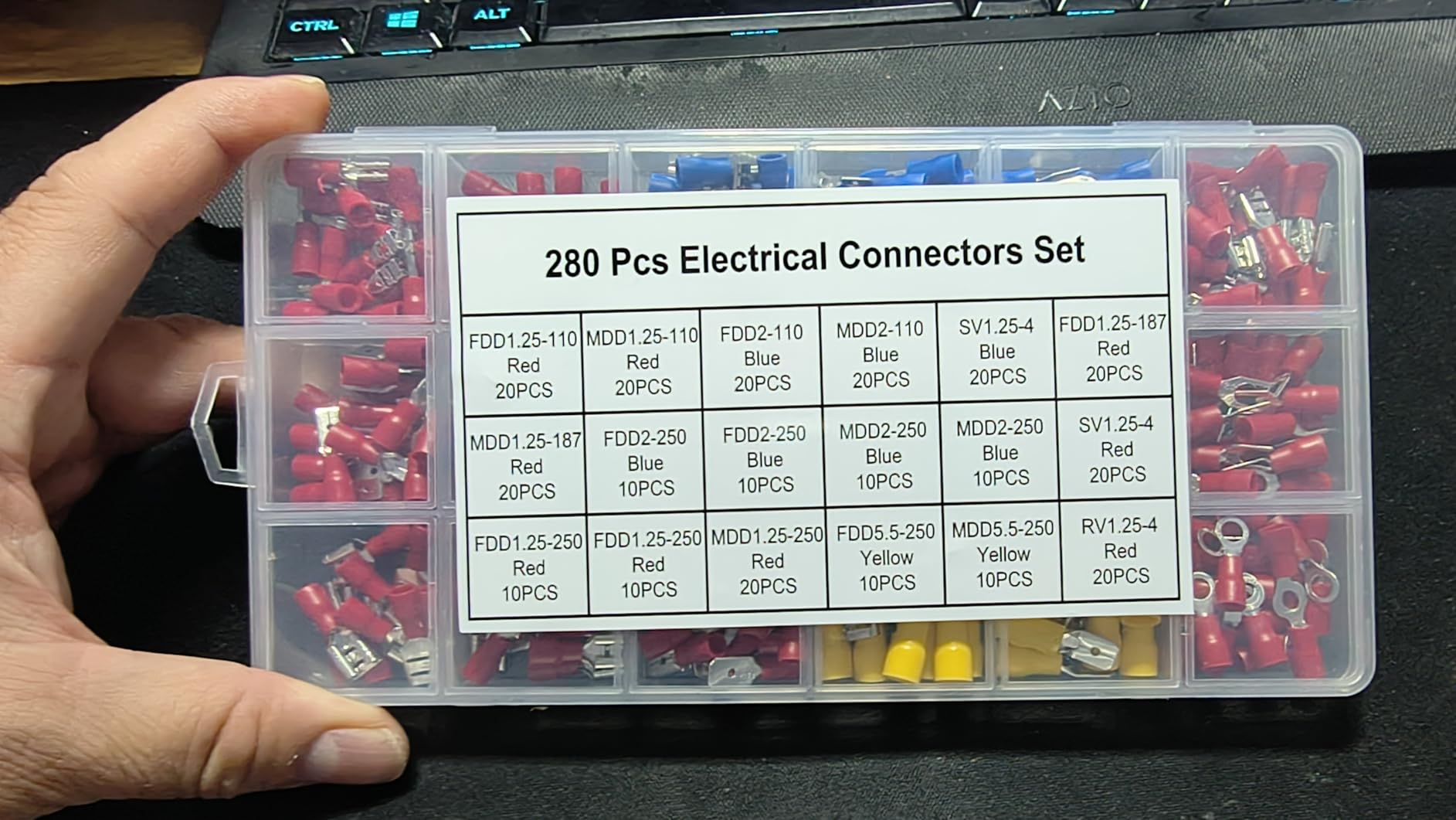 280PCS Crimp Connectors, 2.8mm 4.8mm 6.3mm Male and Female Spade Connector kit, 15 Types Crimp Terminals Electrical Connectors customer photo 1