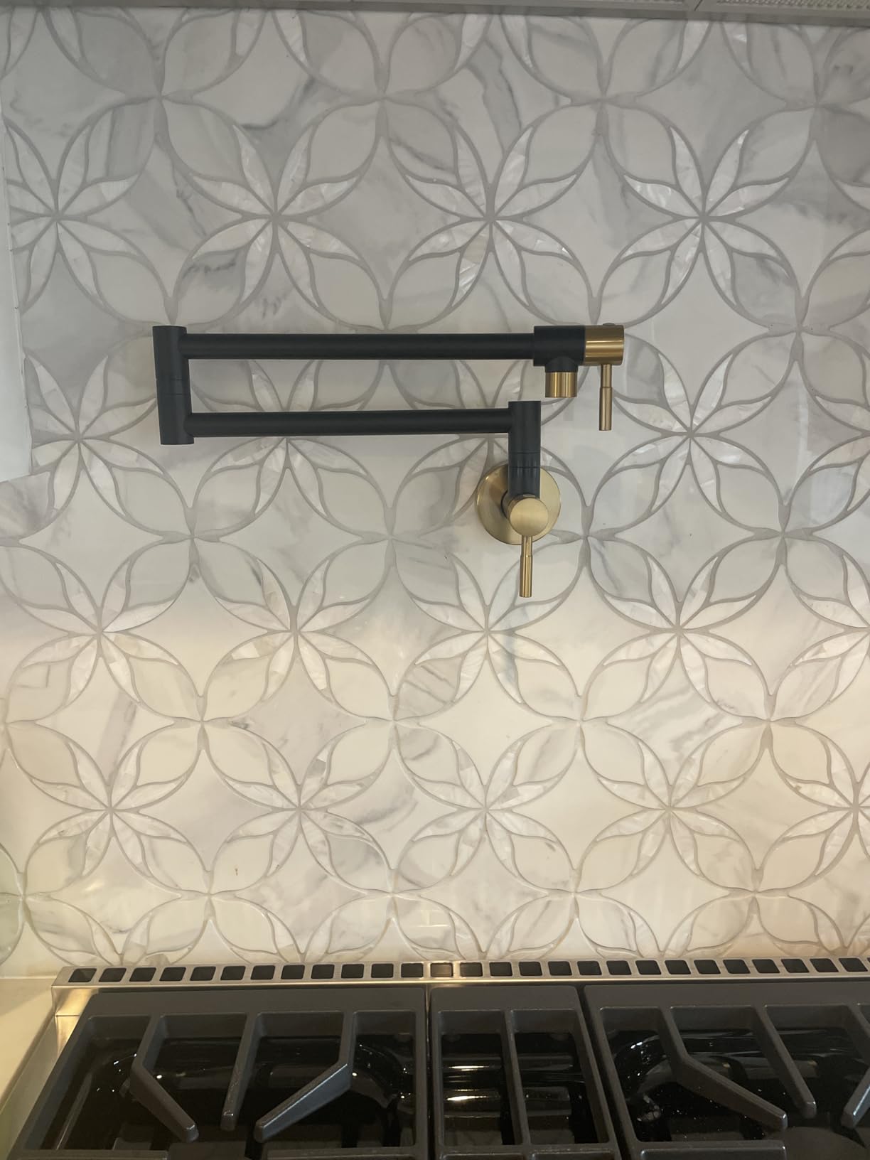 Fransiton Brushed Nickel Pot Filler, Pot Filler Faucet Wall Mount, Brass Folding Stretchable with Double Joint Swing Arm customer photo 2
