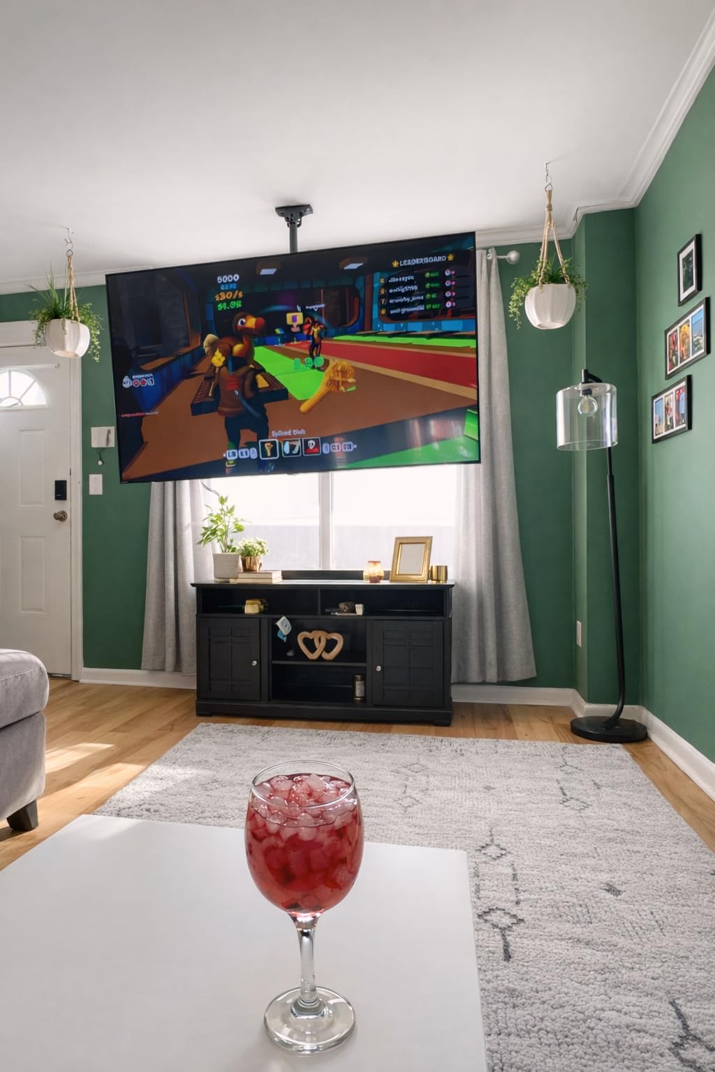 Perlegear Ceiling TV Mount, Hanging TV Mount for 37-75 inch Flat or Curved TVs up to 99 lbs, Full Motion TV Bracket with Swivel, Tilt, Max VESA 600x400mm, PGLCM1 customer photo 1