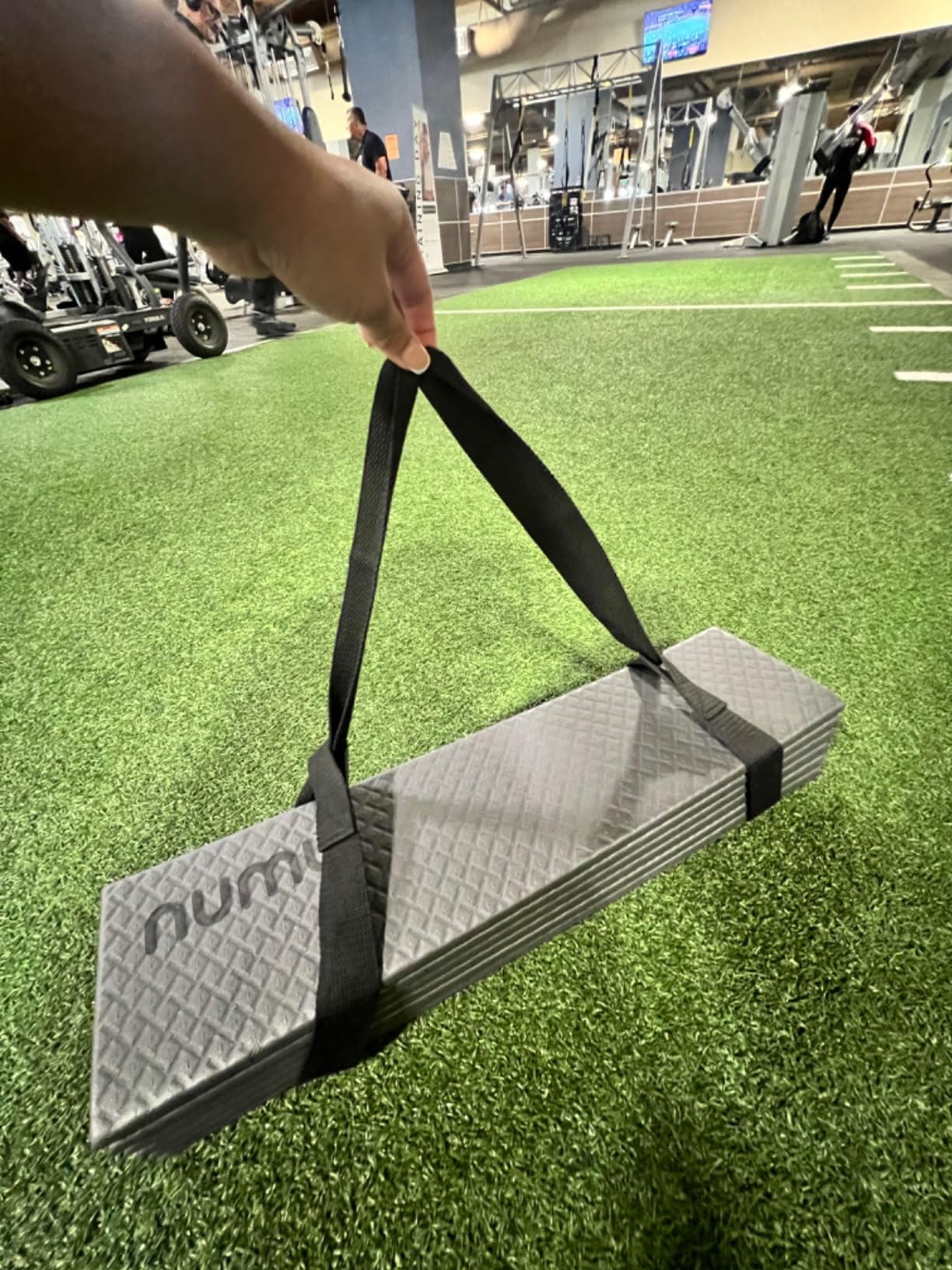 Numu Foldable Yoga Mat with Yoga Carrying Strap - Nonslip, Lightweight, and Portable 1/4