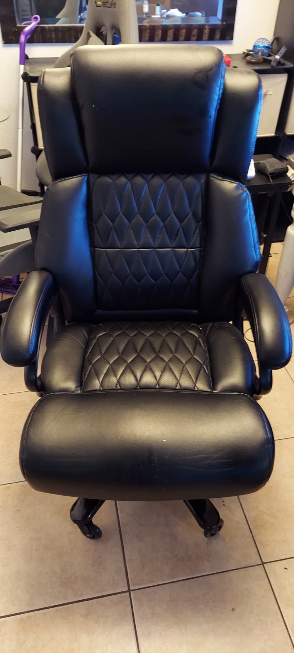 Big and Tall 400lbs Office Chair - Adjustable Lumbar Support Quiet Rubber Wheels Heavy Duty Metal Base, High Back Large Executive Computer Desk, Thick Padded Ergonomic Design for Back Pain customer photo 1