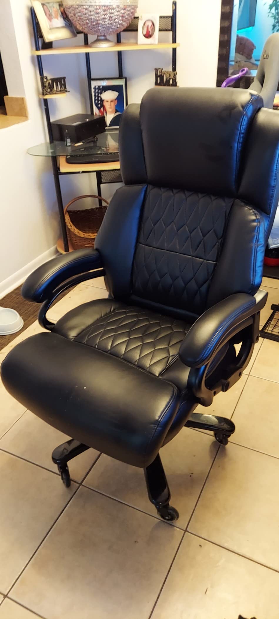 Big and Tall 400lbs Office Chair - Adjustable Lumbar Support Quiet Rubber Wheels Heavy Duty Metal Base, High Back Large Executive Computer Desk, Thick Padded Ergonomic Design for Back Pain customer photo 2