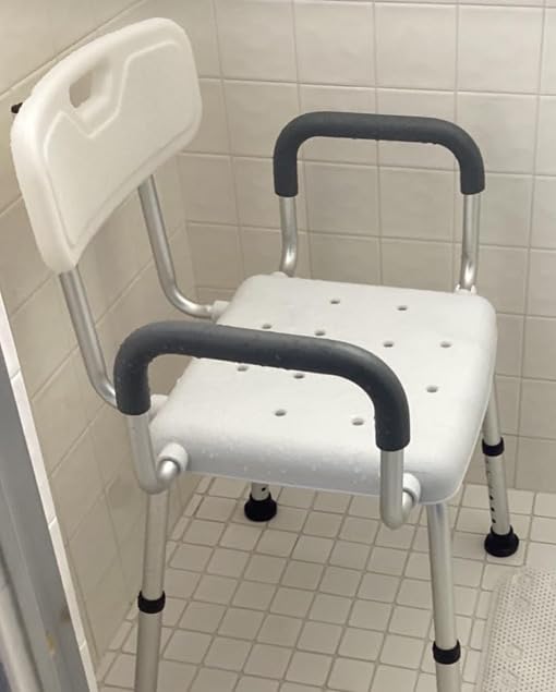 Sangohe Shower Chair, Heavy Duty Shower Seat with Back, Arms, Adjustable Height, Ideal for Bathtub, Handicap, Elderly, 796C customer photo 1