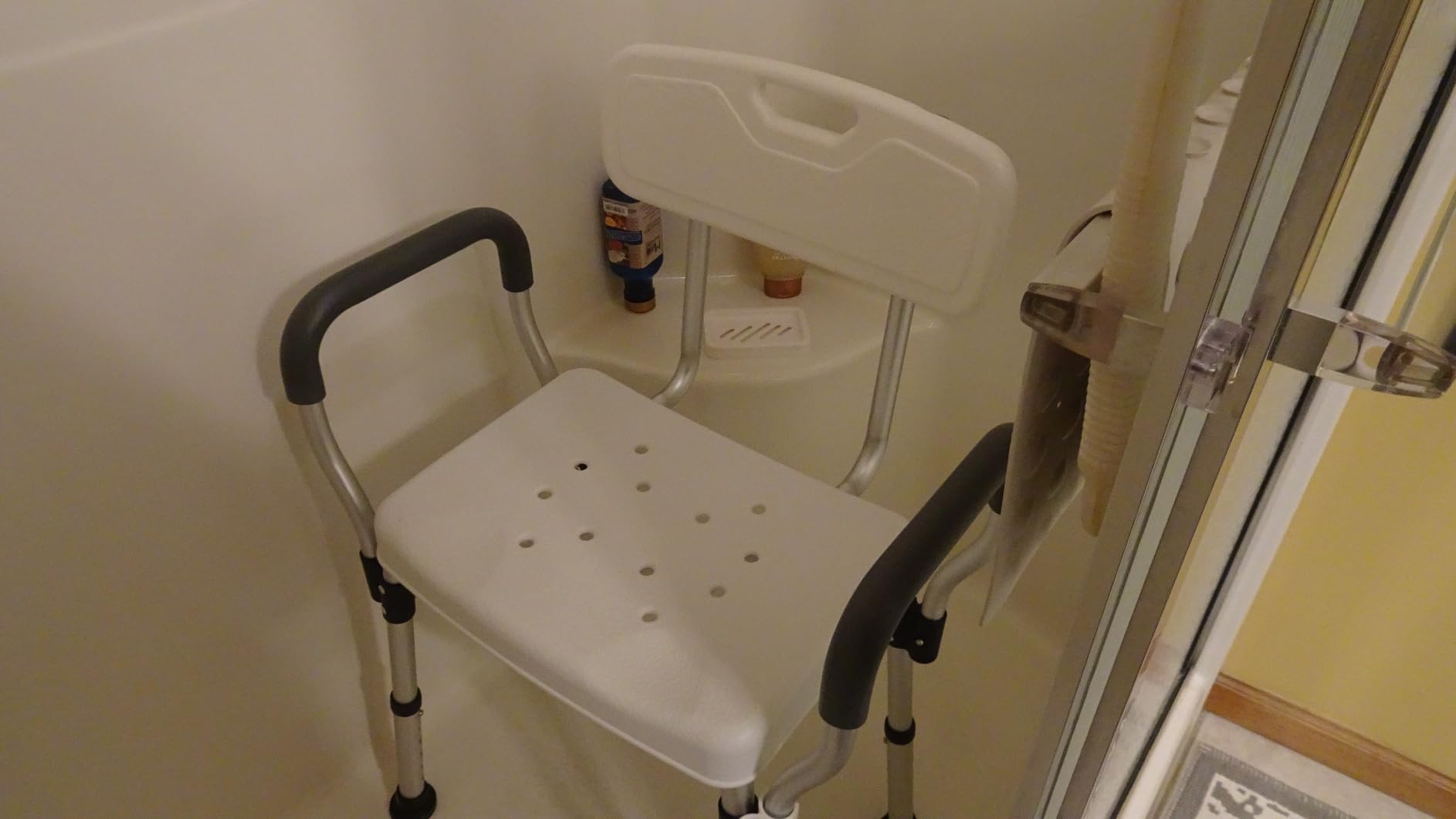 Sangohe Shower Chair, Heavy Duty Shower Seat with Back, Arms, Adjustable Height, Ideal for Bathtub, Handicap, Elderly, 796C customer photo 2