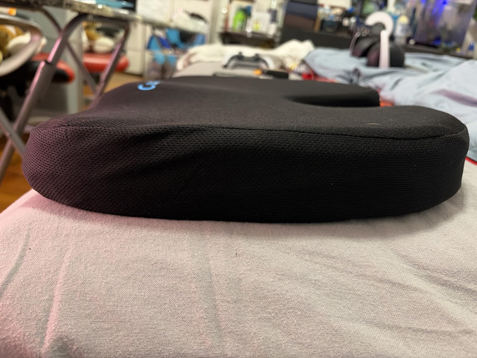 Office Chair Seat Cushion, Cooling Gel Enhanced Memory Foam Cushion for Long Sitting - Back, Sciatica, Coccyx, Tailbone Pain Relief Pillow - for Office, Gaming, Car, Wheelchair - Black, Large customer photo 1