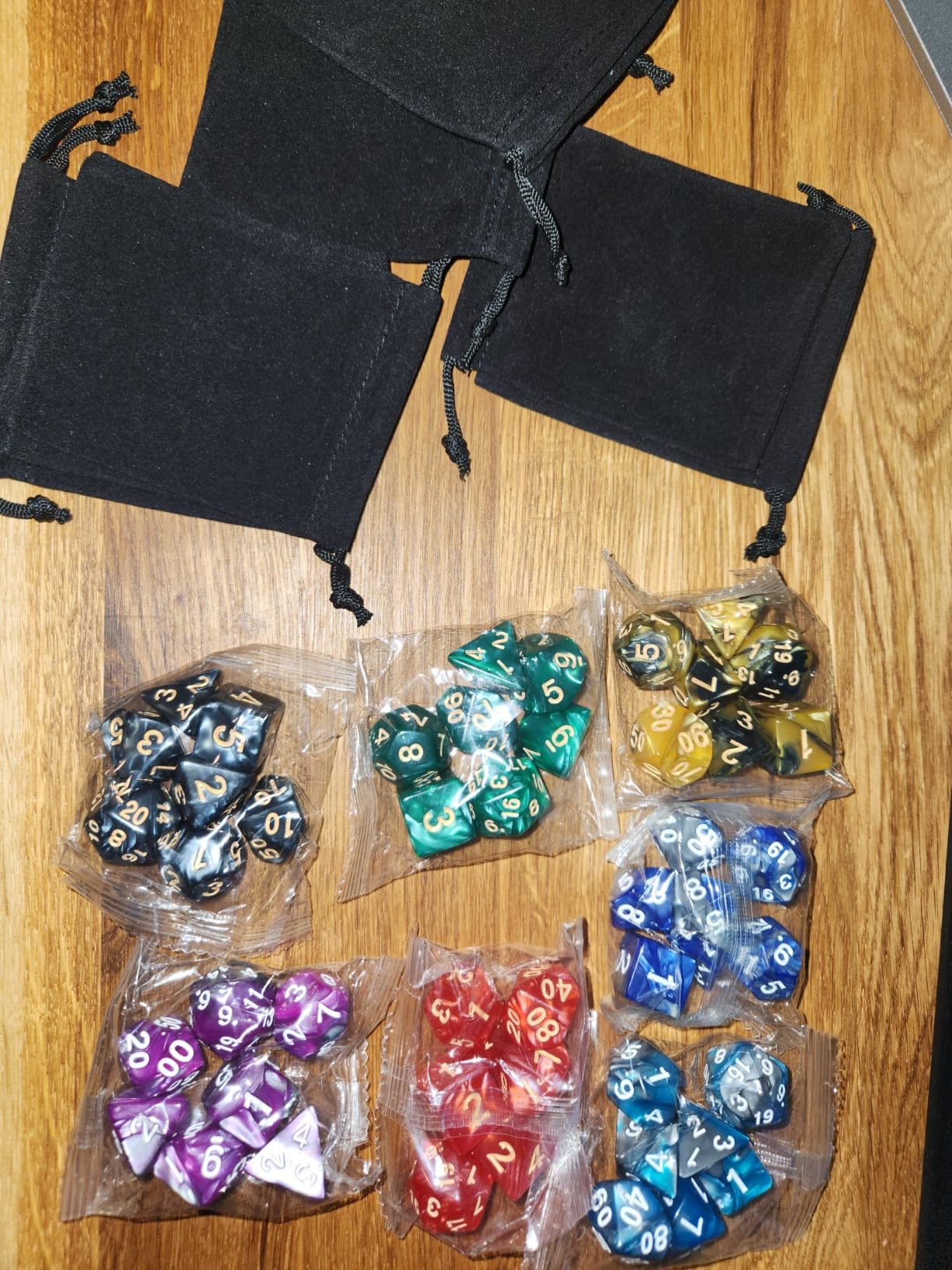 7 Sets (49PCS) Polyhedral Dice Set for Dungeons & Dragons/RPG, Complete D&D/DND Dice Sets (D20, D12, D8, D6, D4 & 2xD10) with 7 Pouches customer photo 1