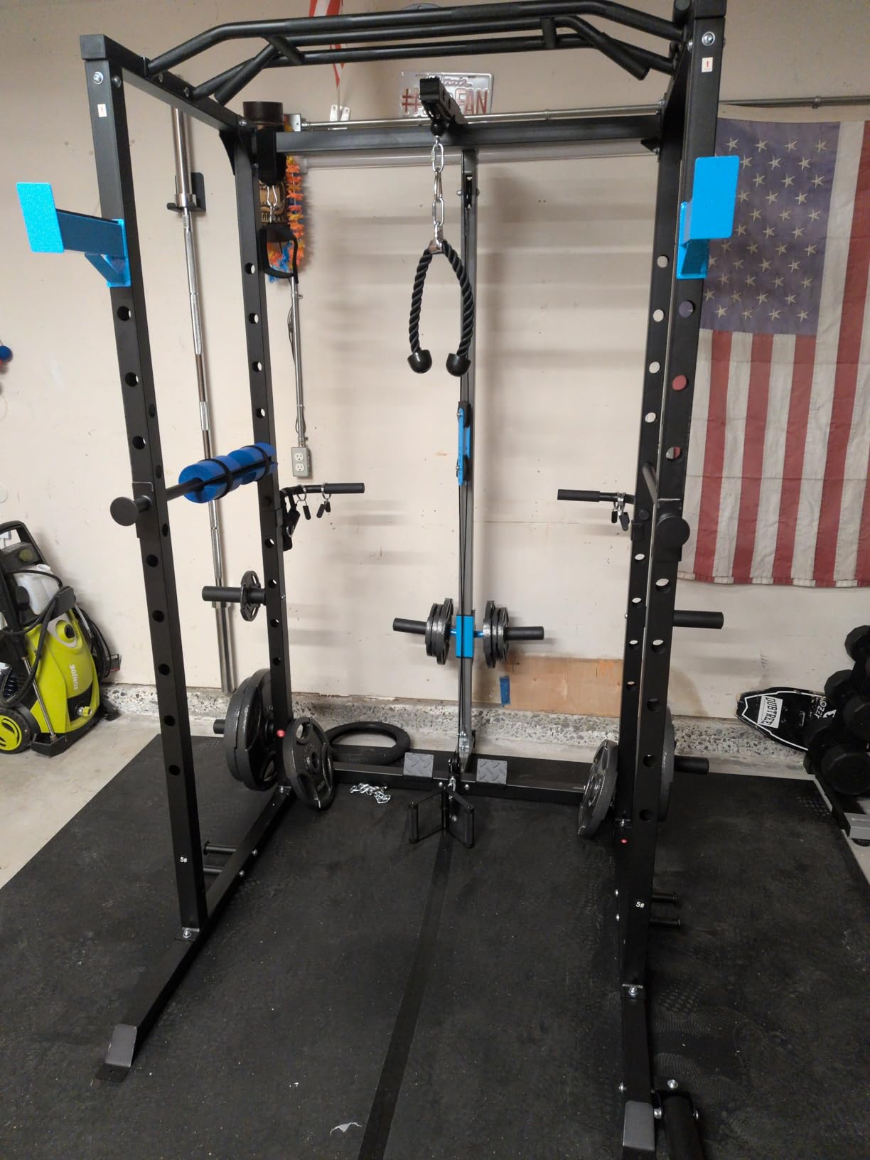 ULTRA FUEGO Power Cage, Multi-Functional Power Rack with J-Hooks, Dip Handles, Landmine Attachment and Optional Cable Pulley System for Home Gym customer photo 2