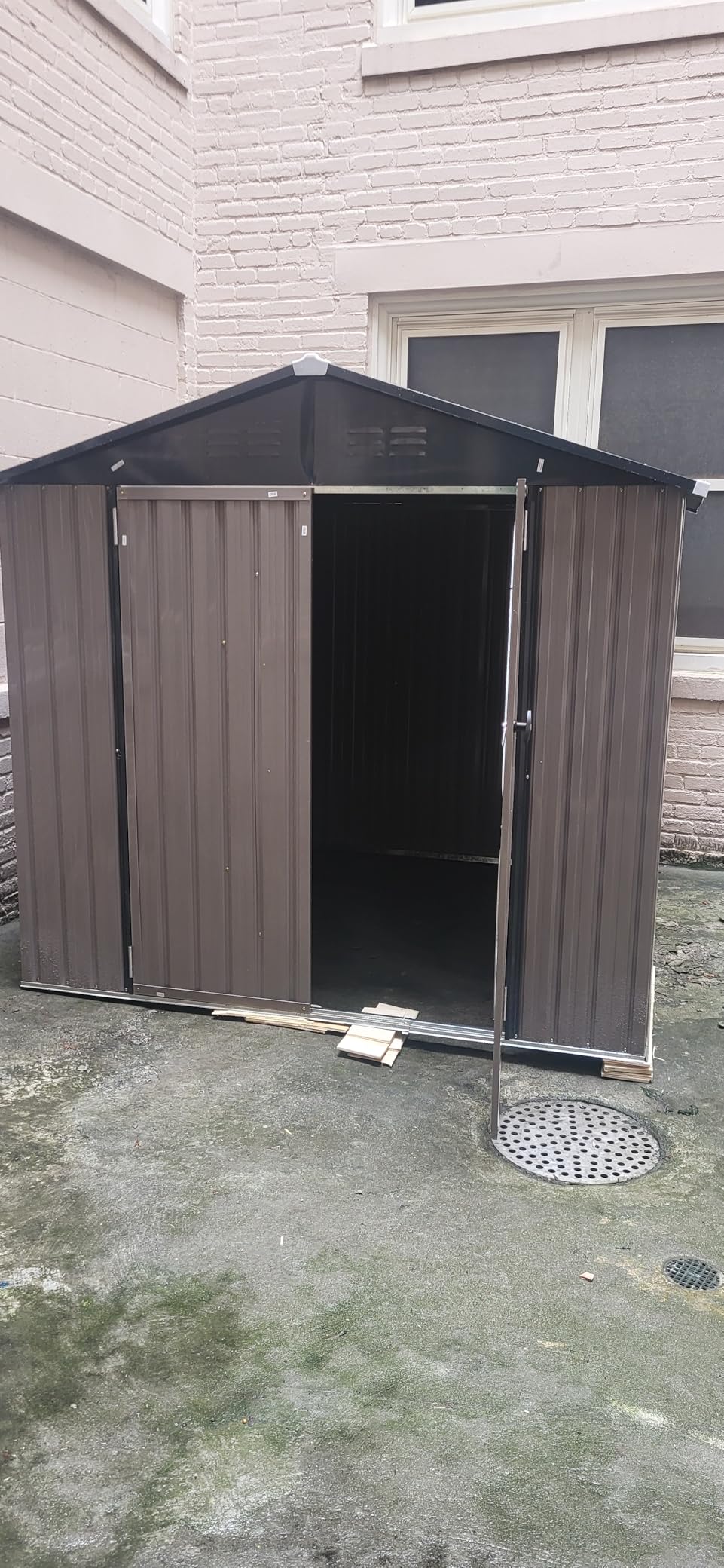 AECOJOY 8' x 6' Metal Storage Shed for Outdoor, Steel Backyard 6x8 Sheds & Outdoor Storage with Lockable Doors, Utility and Tool Storage for Garden, Backyard, Patio, Outside use customer photo 1