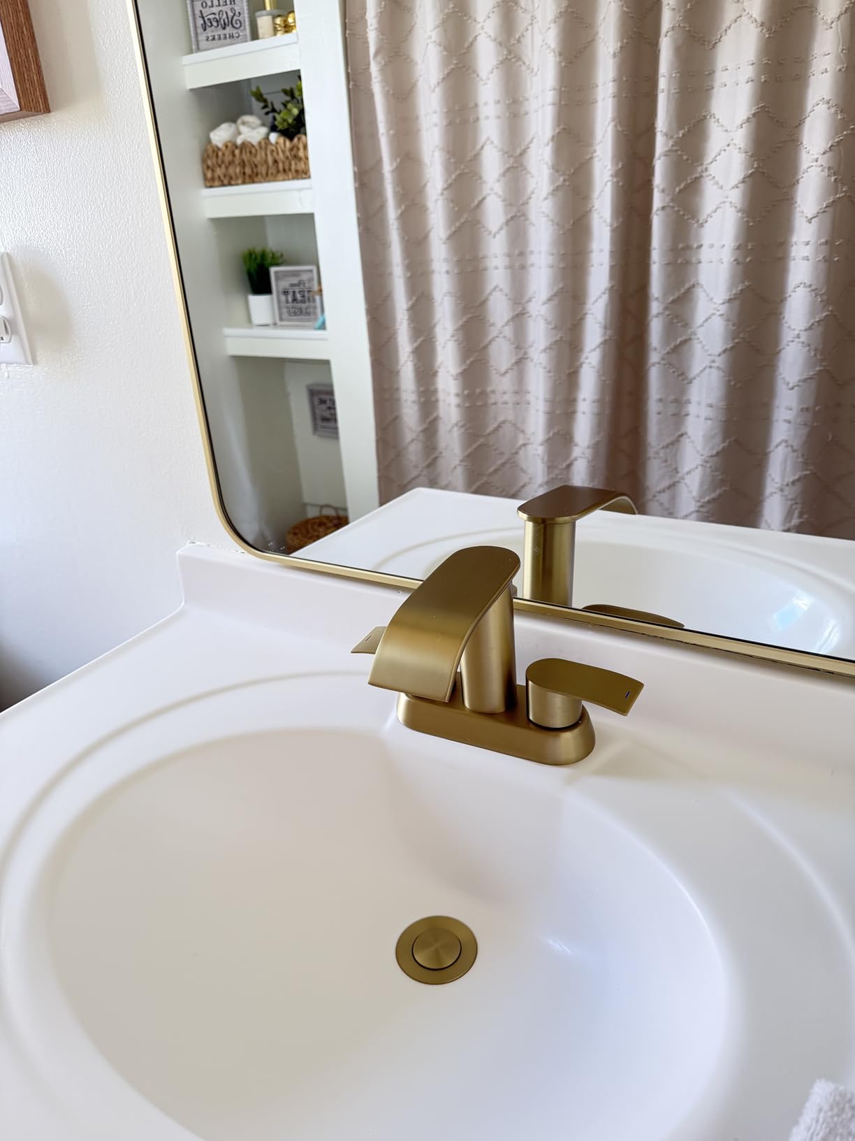 Ultimate Unicorn Waterfall Bathroom Sink Faucet Brushed Nickel, Two Handles Bathroom Faucet with Metal Pop up Sink Drain Stopper, Two Or 3 Holes Bathroom Basin Mixer Tap with Deck Mount Plate customer photo 1