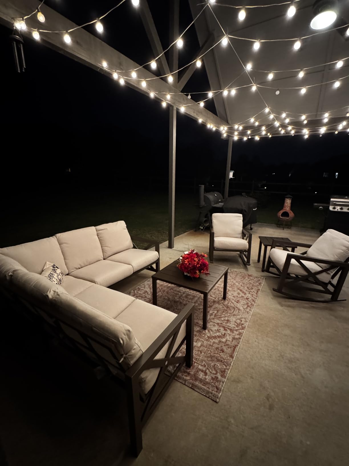 NATURAL EXPRESSIONS 6 Pieces Patio Furniture Sets, Metal Outdoor Sectional Furniture L Shape Patio Conversation Sets,Highback Frame,Metal Table,Large Waterproof Cover, 6.5