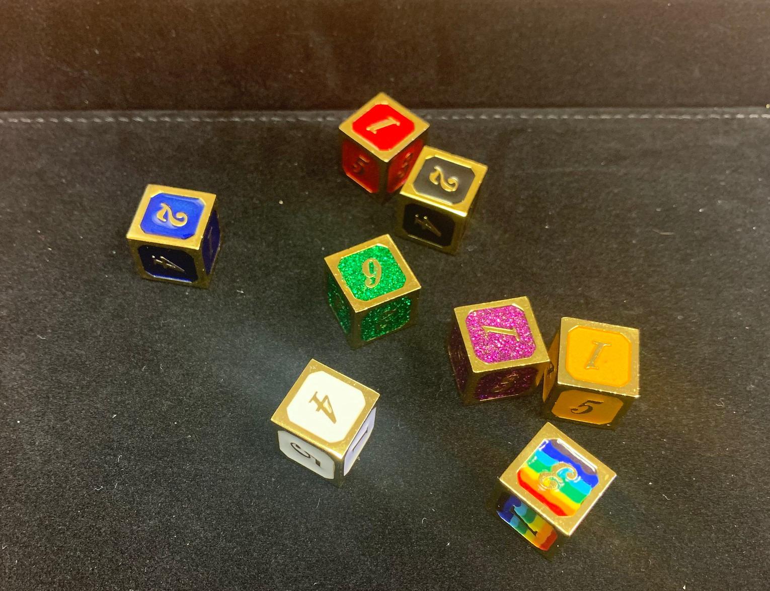 Acient Silver Bloodstained Metal Dice Set DND, DNDND 7PCS Metallic Halloween Die with Metal Case for Dungeons and Dragons Tabletop Games customer photo 1