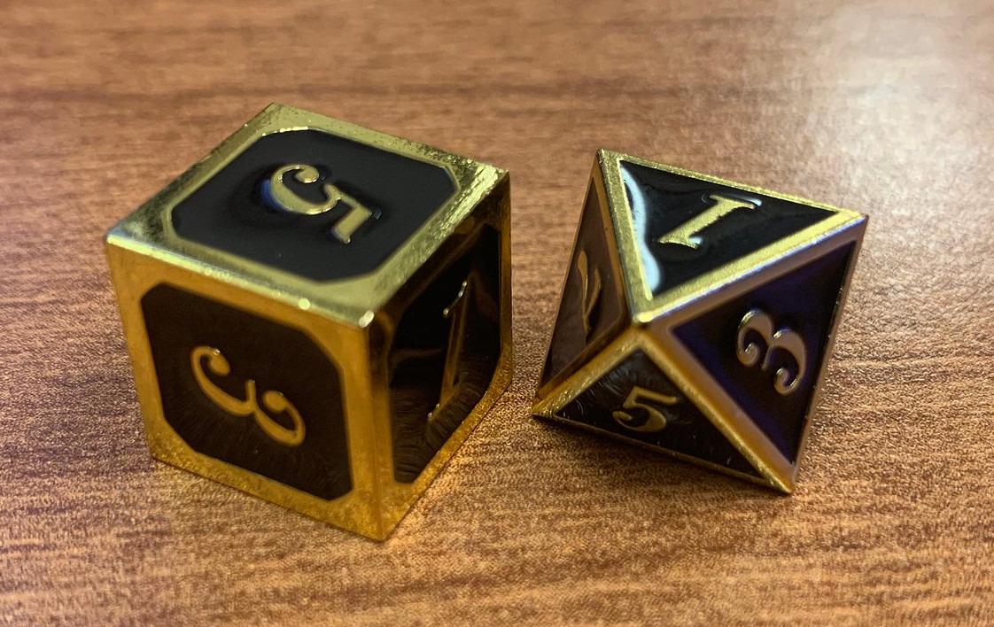 Acient Silver Bloodstained Metal Dice Set DND, DNDND 7PCS Metallic Halloween Die with Metal Case for Dungeons and Dragons Tabletop Games customer photo 2
