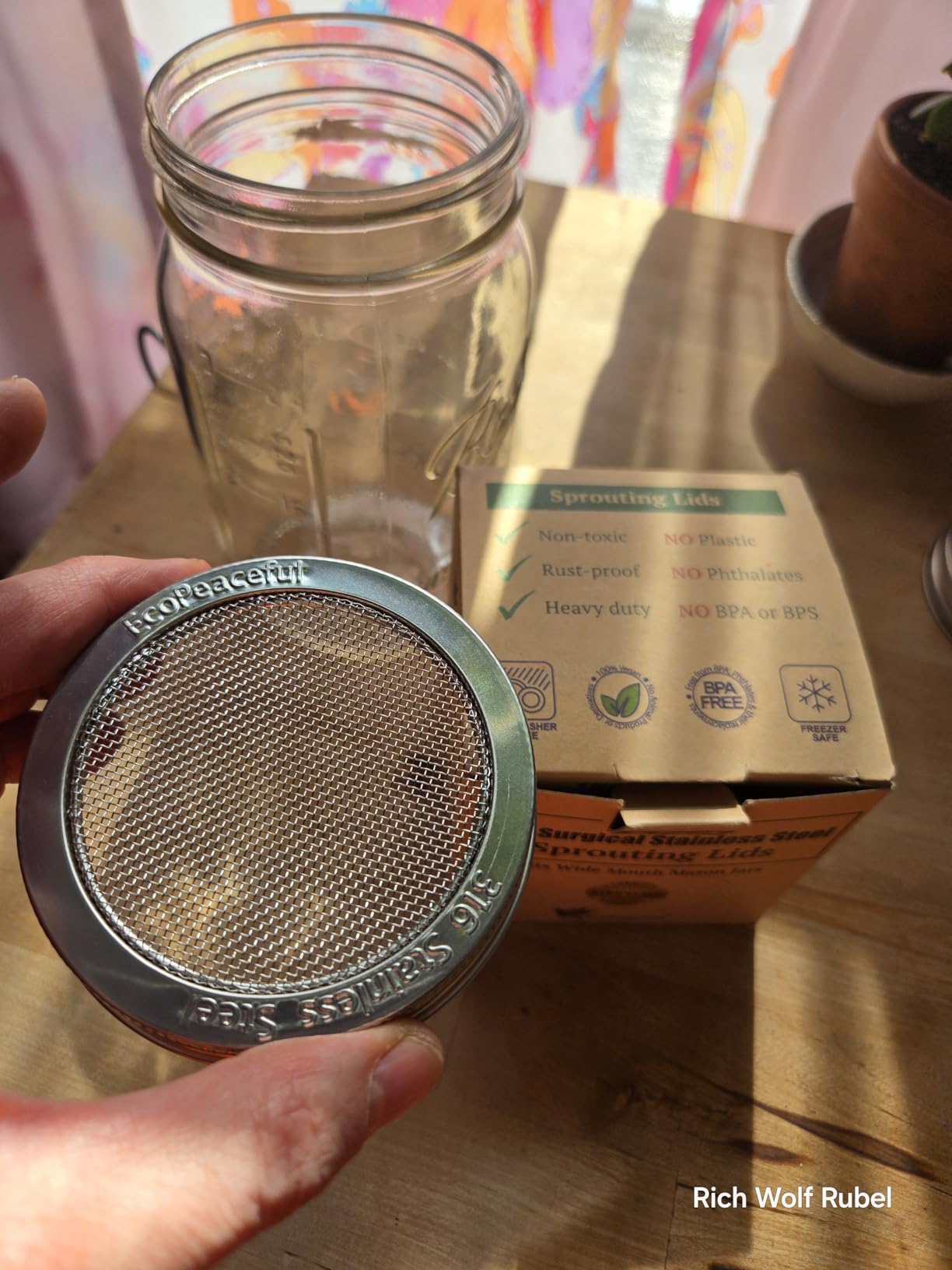 6-Pack - ONE-PIECE- 316 Surgical Stainless Steel Sprouting Lids for Wide Mouth Mason Jar - Ball or Kerr - Strainer Mesh Lids - Rust-Proof customer photo 1