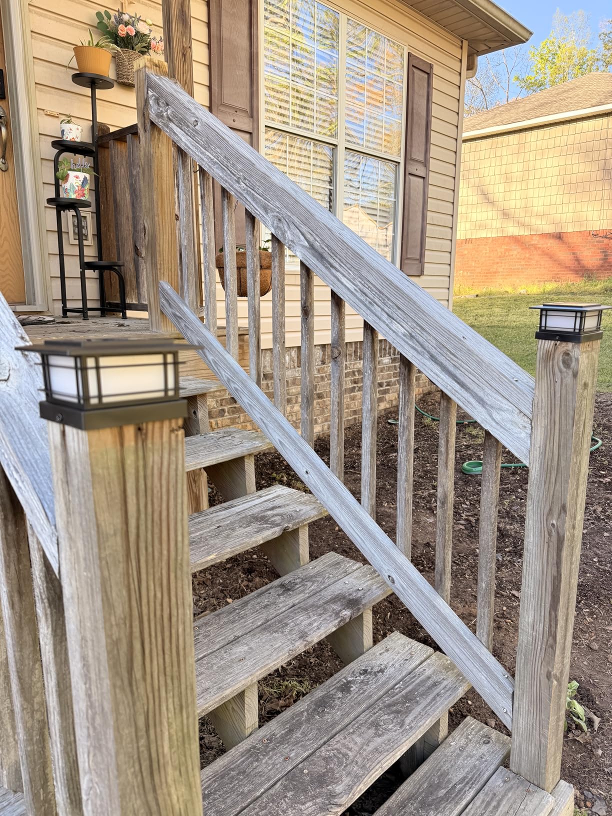 Dynaming 8 Pack Solar Post Cap Lights Outdoor with Flickering Flame Light, Fence Post Solar Lights Fit for 4x4 5x5 6x6 Vinyl/Wooden Posts, High Brightness SMD LED Lighting Decor for Garden Deck Patio customer photo 2