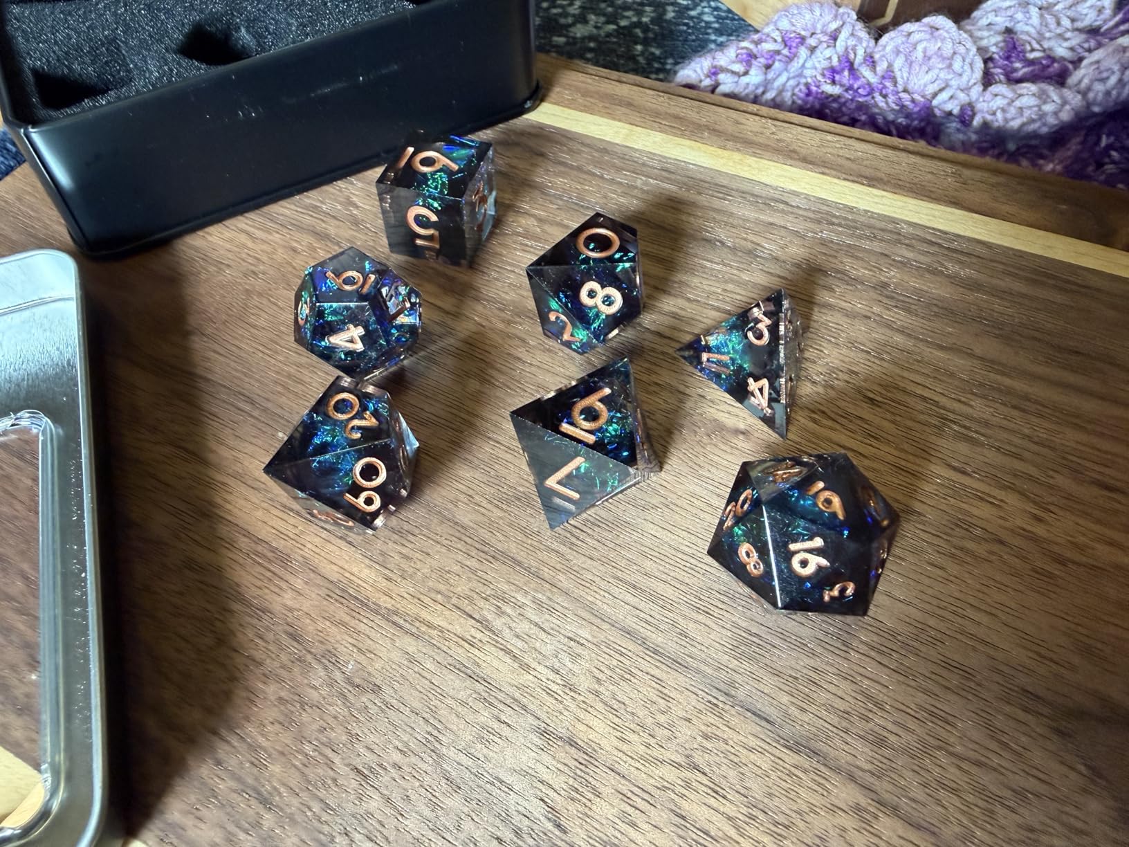 AUSTOR 7-Die DND Dice Set Handmade Sharp Edge Polyhedral Dice for Dungeons and Dragons RPG MTG Table Games (Dark Star) customer photo 1