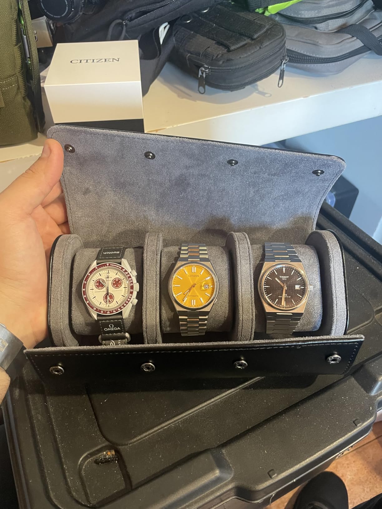 Watch Roll Travel Leather Case - Brown Single Watch Gift Box with Pillow for Men, Storage Organizer & Solid Dividers for Home Storage,Anniversary Birthday customer photo 2