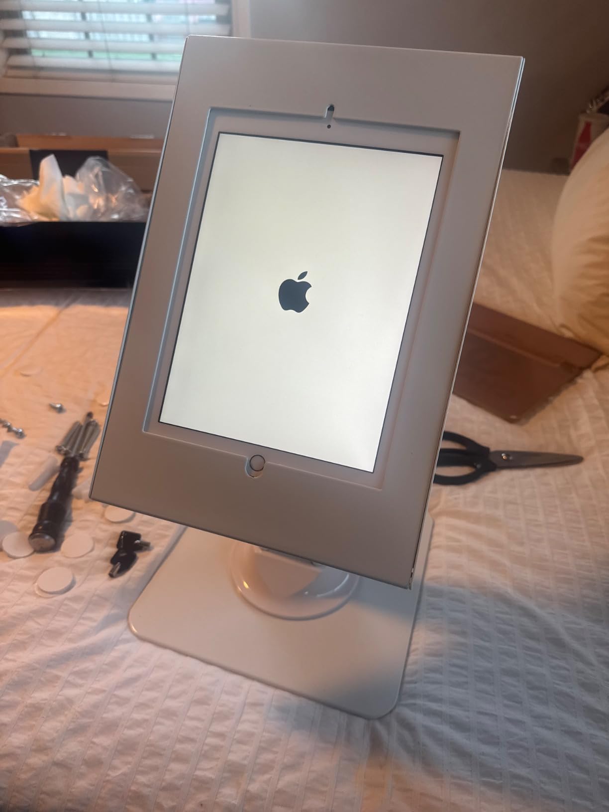 AboveTEK Anti-Theft iPad Kiosk Stand - POS iPad Security Stand & Locking Tablet Holder - Heavy Duty Base, 360° Swivel, 75° Tilt Bracket - Perfect for Retail Business (Black) customer photo 1