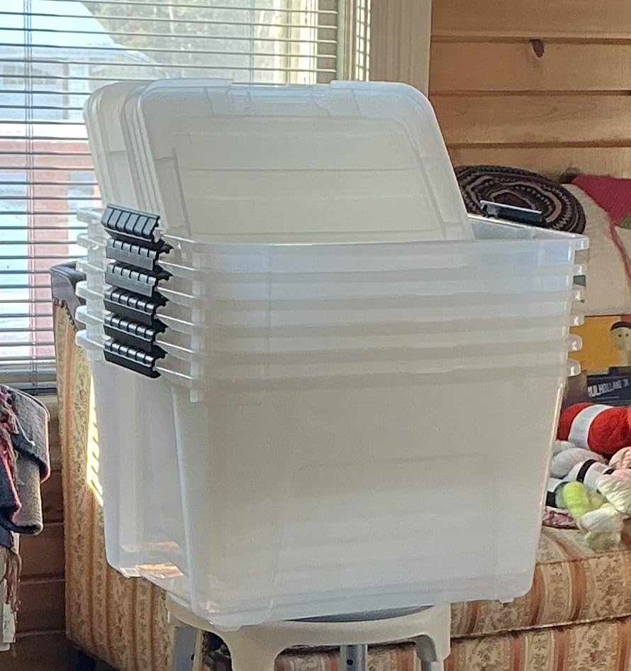 IRIS USA 72 QT Plastic Storage Box with Lid and Latches - 4 Pack - BPA-Free, See-Through Organizing Solution, Durable Nestable Stackable Containers, Secure Pull Handle - Clear customer photo 1