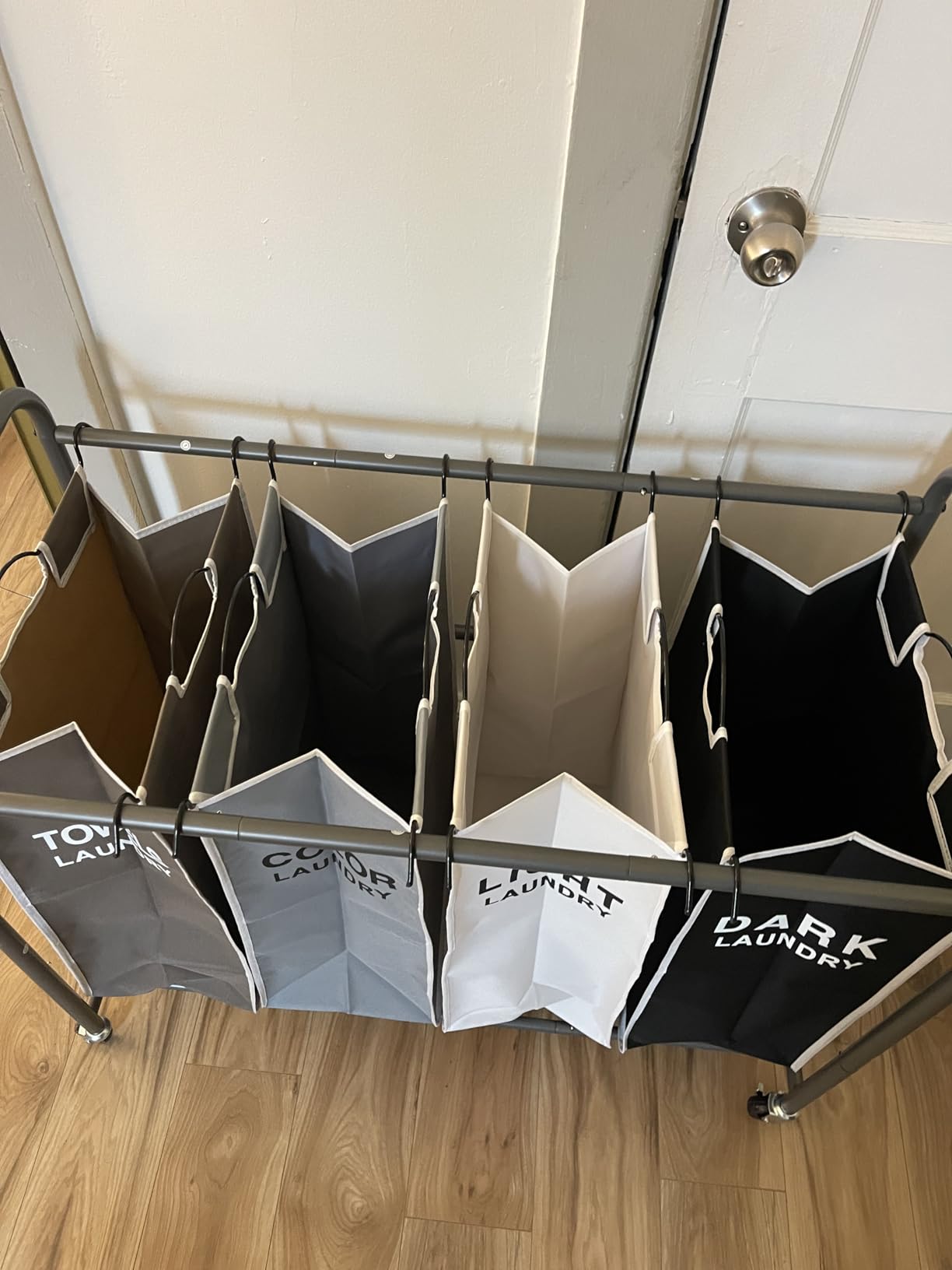 ROMOON Laundry Hamper Sorter Cart: 4-Section Organizer with Heavy-Duty Lockable Wheels and Removable Bags | 180L Rolling Laundry Basket for Dirty Clothes in Laundry Room or Small Spaces customer photo 2