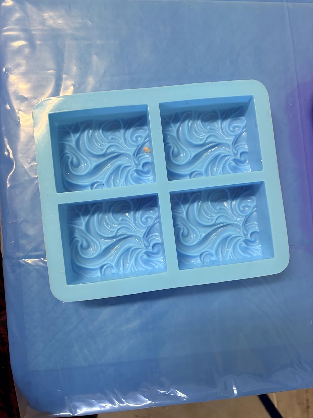 Sakolla 2 Pack Silicone Soap Molds, 4 Cavities Rectangle Wave and Round Flower Silicone Molds for Handmade Soap, Candle and Mousse Cake customer photo 2