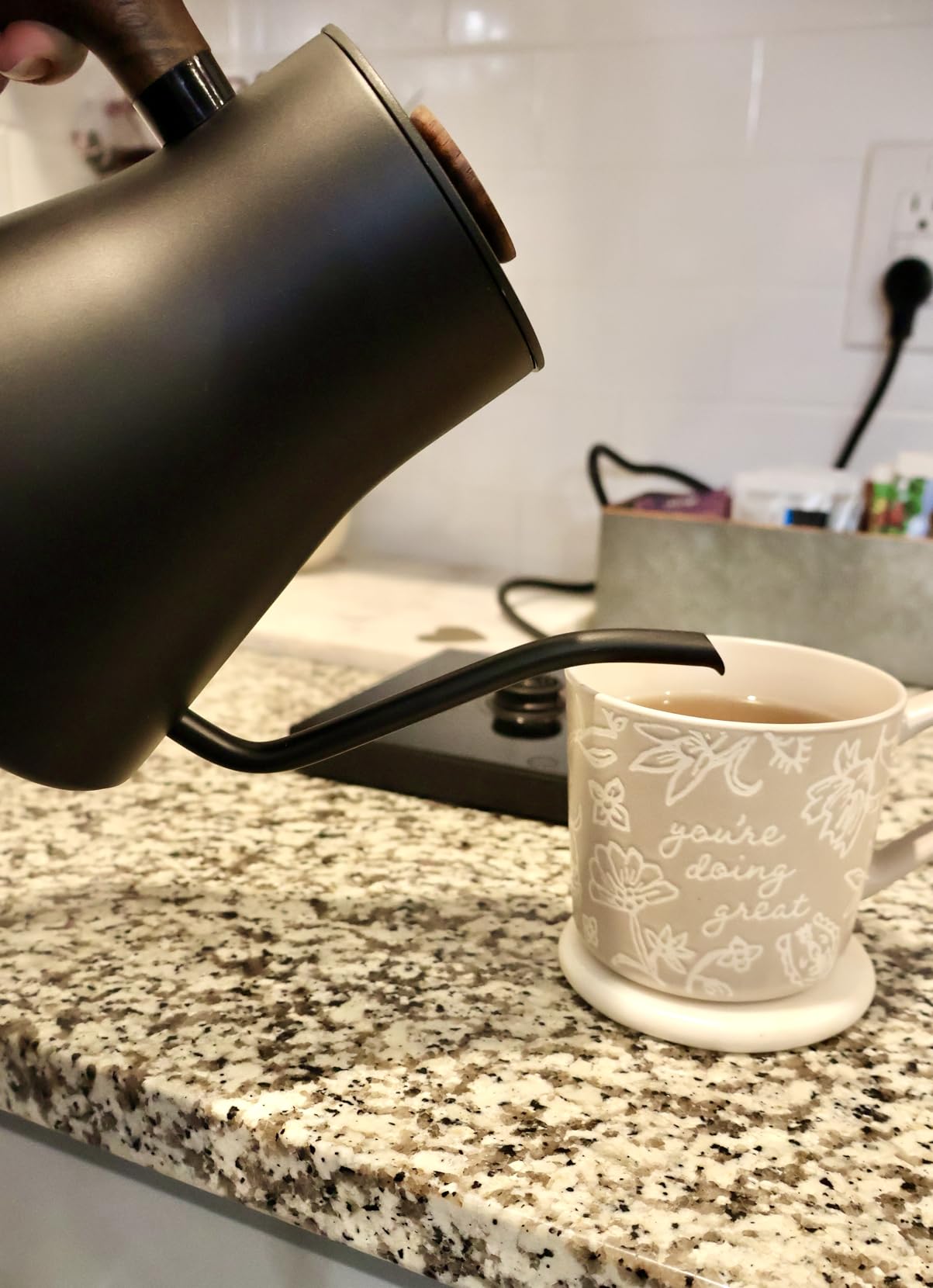 Fellow Stagg EKG Pro Studio Edition Electric Gooseneck Kettle - Pour-Over Coffee, Tea, Quick Heating, Precise Temperature Control, Scheduling, Built-in Brew Timer-Matte Black with Walnut Handle, 0.9 L customer photo 2